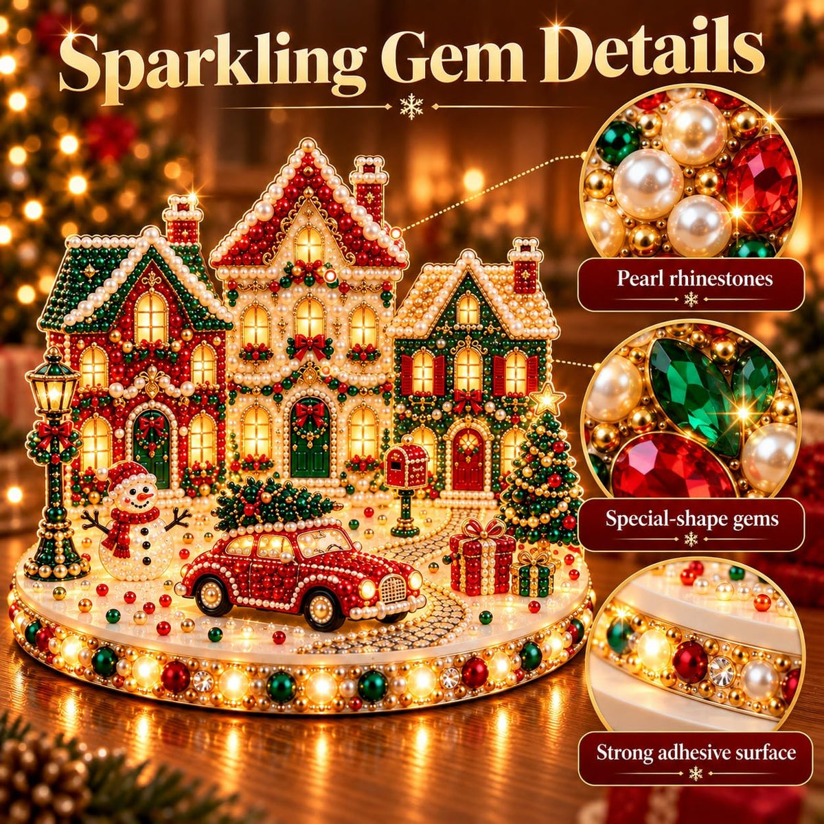 DIY Diamond Painting Christmas Ice Castle Light-Up Tabletop Decor for Adult