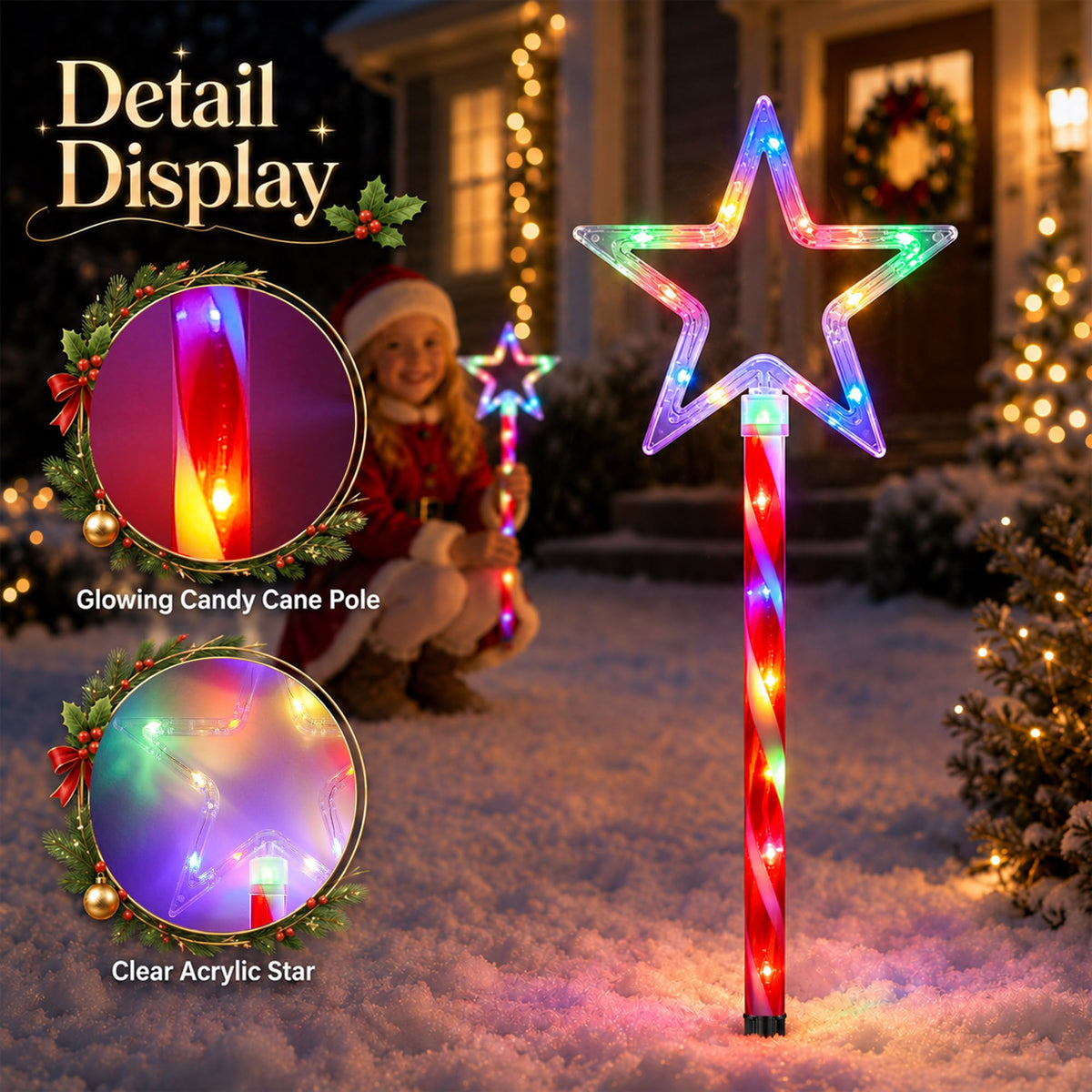 12 Pack 108 LEDs Candy Cane Pathway Lights w/ 8-Mode Lighting