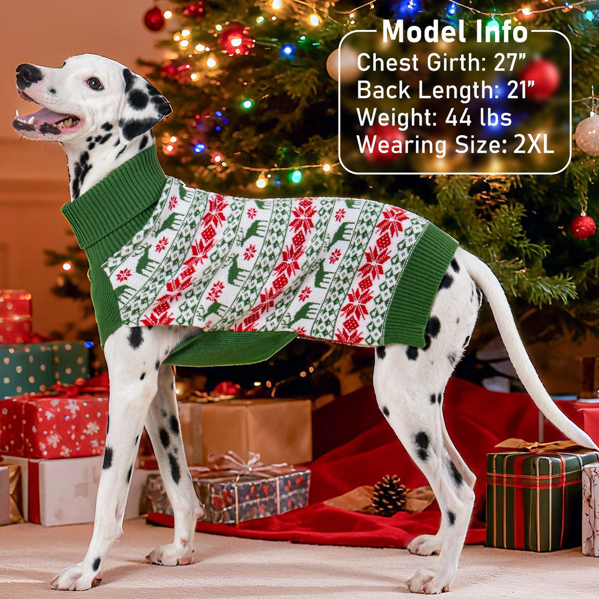 KYEESE Dog Christmas Sweater for Medium Large Dogs, Buffalo Plaid Reindeer