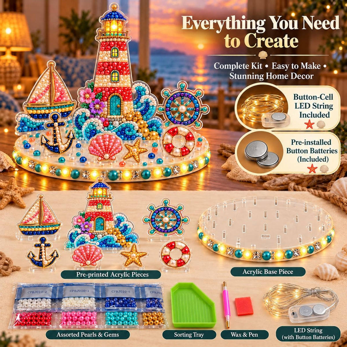 DIY Diamond Painting Christmas Ice Castle Light-Up Tabletop Decor for Adult