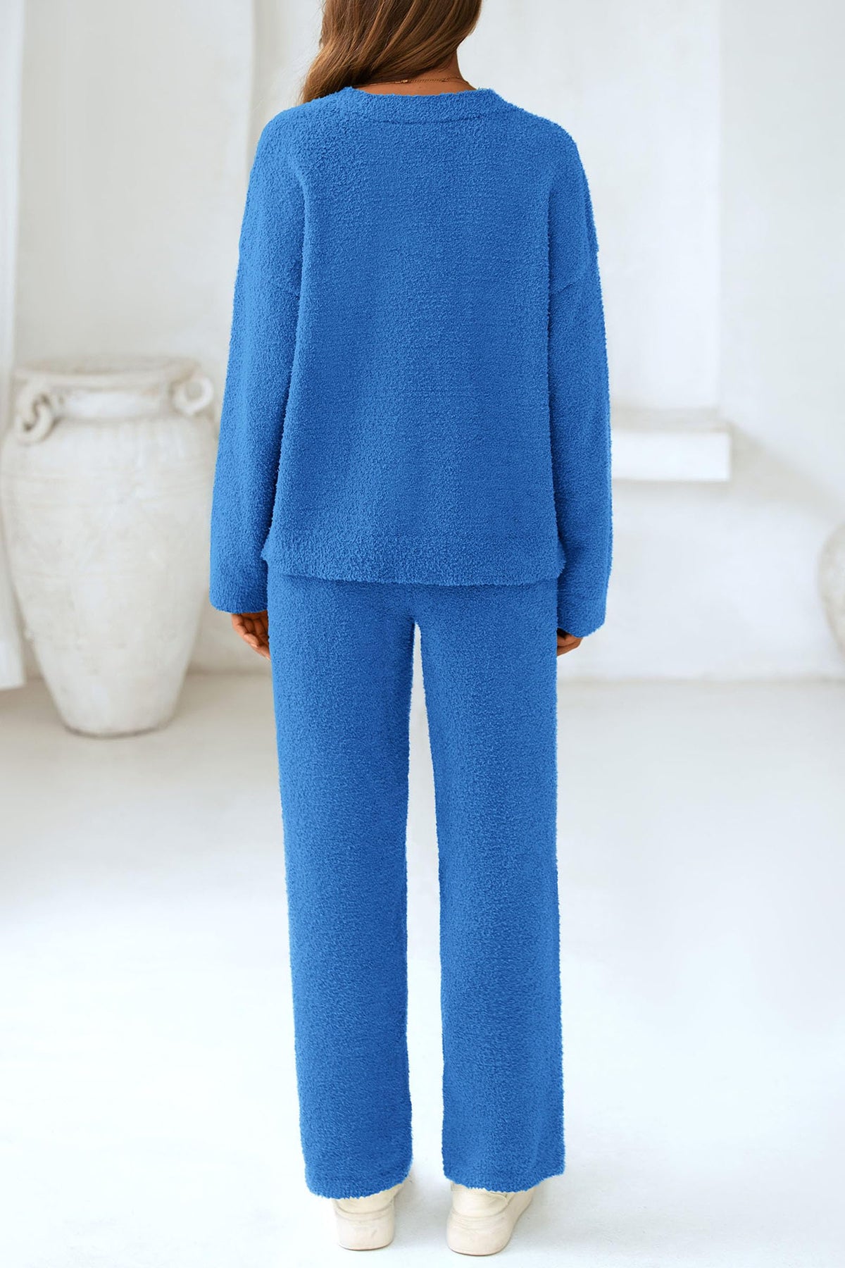 PRETTYGARDEN Lounge Sets for Women Fall 2 Piece Fuzzy Sweater Pajama Set