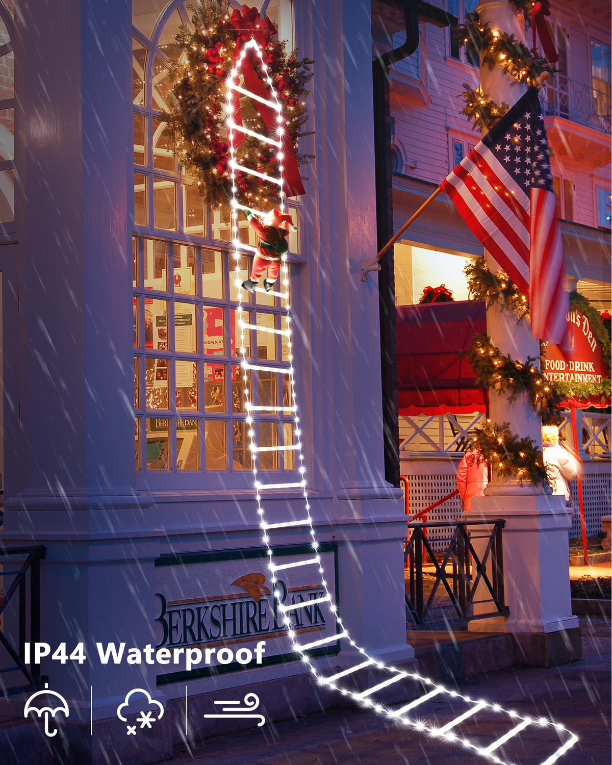Toodour LED Christmas Lights - 10ft Christmas Decorative Ladder Lights with Santa Claus, Xmas Decorations Light for Indoor Outdoor, Window, Garden, Home, Wall, Xmas Tree Decor - Warm White