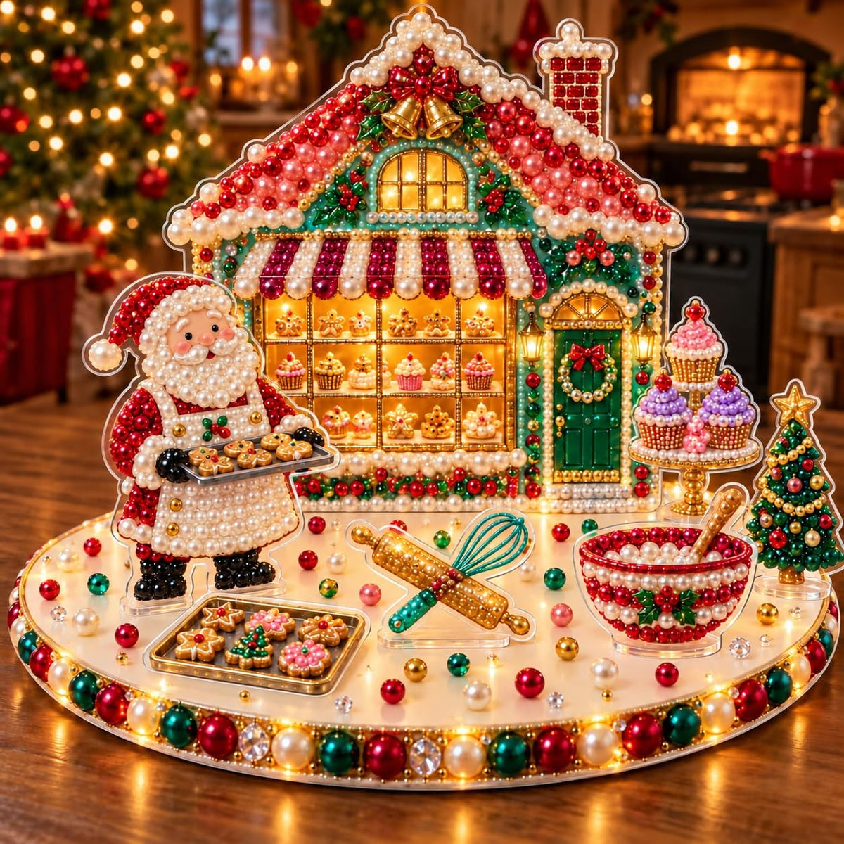 DIY Diamond Painting Christmas Ice Castle Light-Up Tabletop Decor for Adult