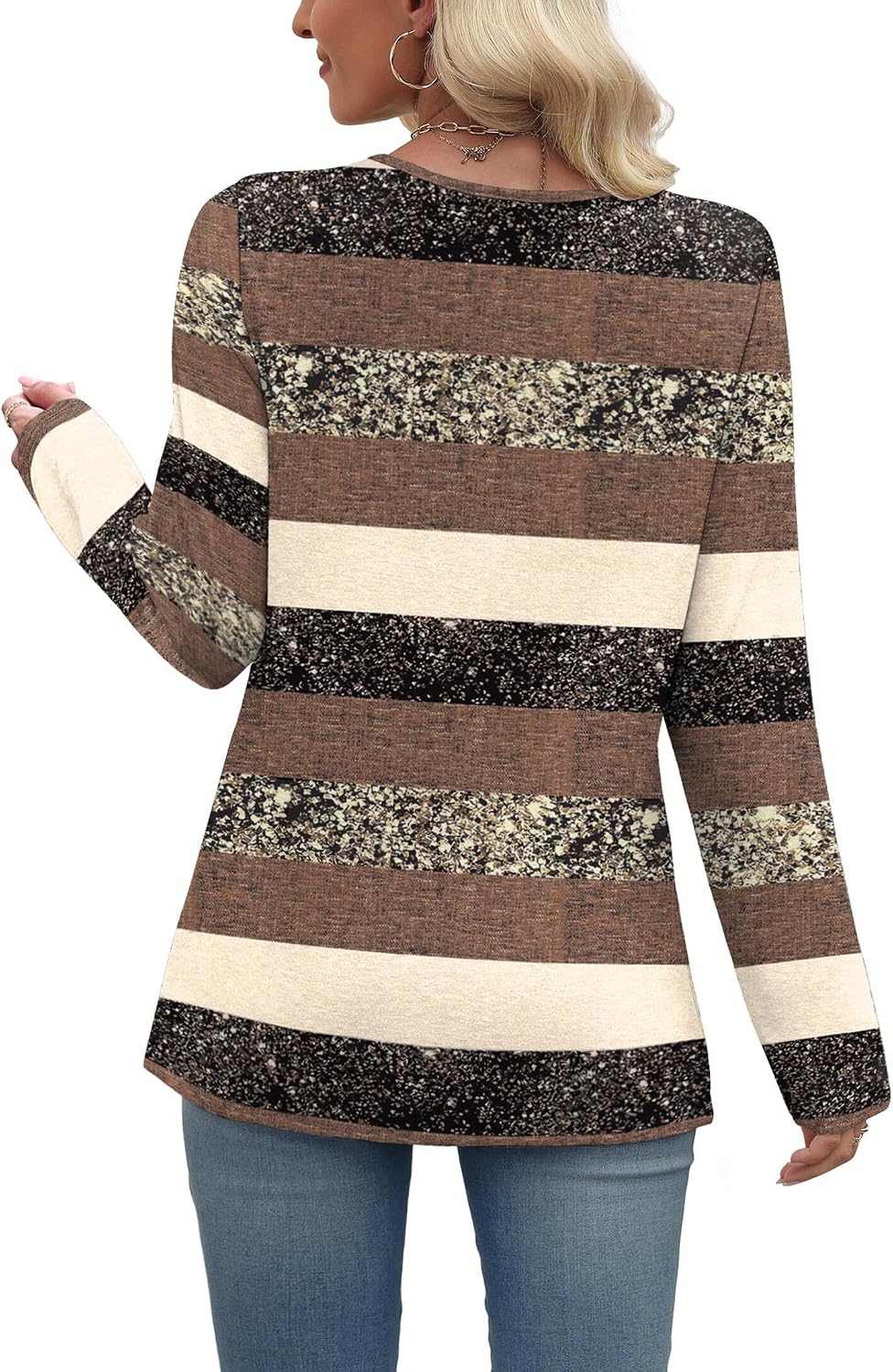 Women's V-Neck Long Sleeve Button Down Tunic Top