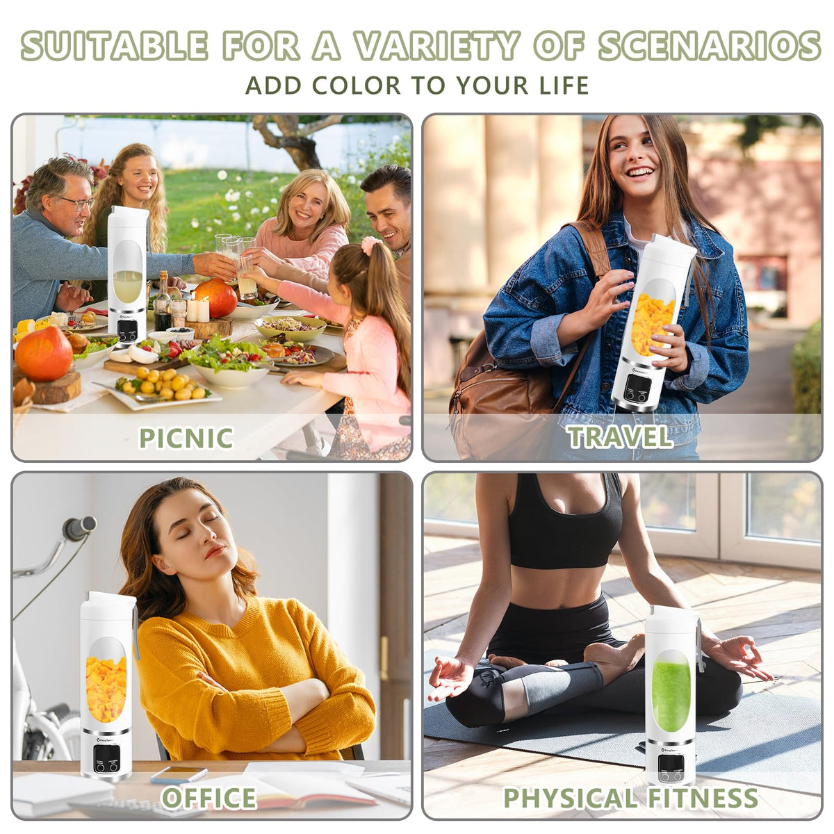 EASYSPEED Portable Blender Electric USB-C, 500ML Personal Juicer for Shakes, 12 Blades, 1500mAh Rechargeable, BPA Free, 18oz Small Blender with Leakproof Lid & Sip Spout, Mixing, Compact