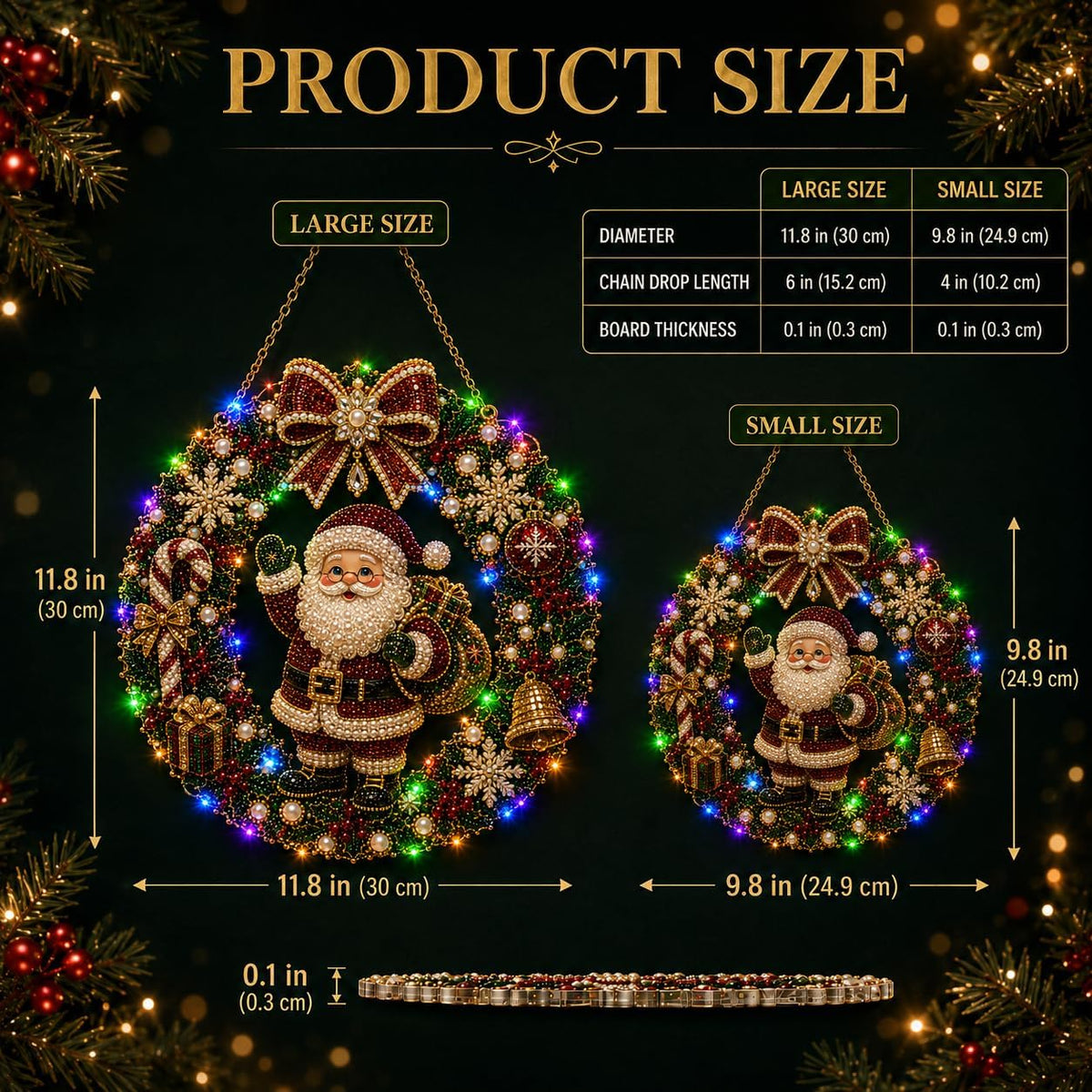 Christmas Pearl Diamond Painting Kit with LED String Lights (SNM 1, 9.84in)