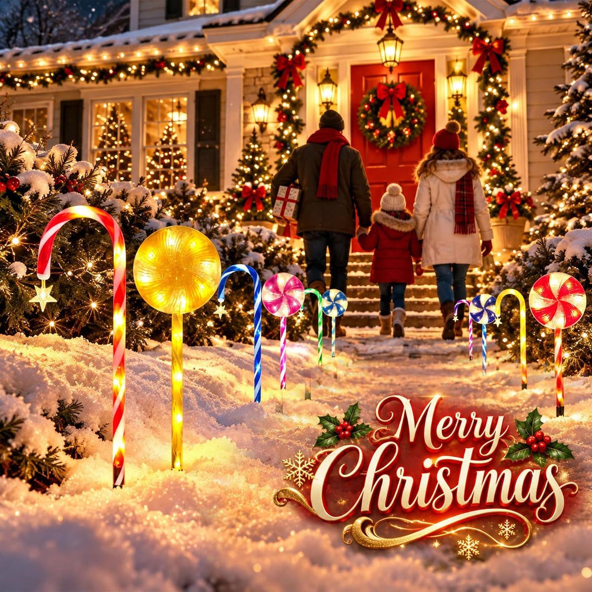 12 Pack 108 LEDs Candy Cane Pathway Lights w/ 8-Mode Lighting