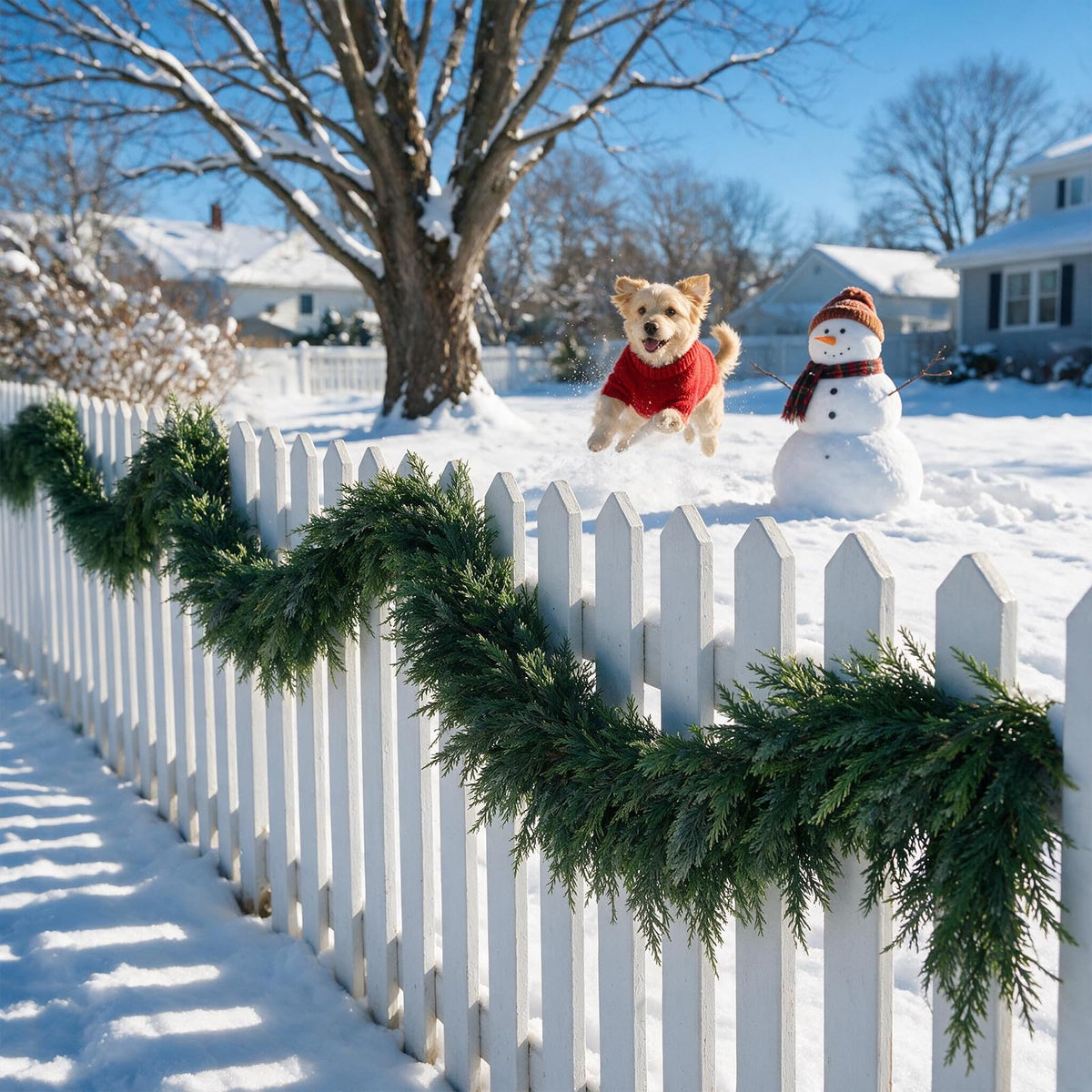 9FT Christmas Cedar Garland,Real Touch Soft Greenery Christmas Decorations