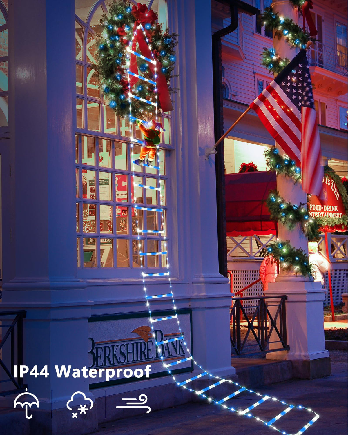Toodour LED Christmas Lights - 10ft Christmas Decorative Ladder Lights with Santa Claus, Xmas Decorations Light for Indoor Outdoor, Window, Garden, Home, Wall, Xmas Tree Decor - Warm White