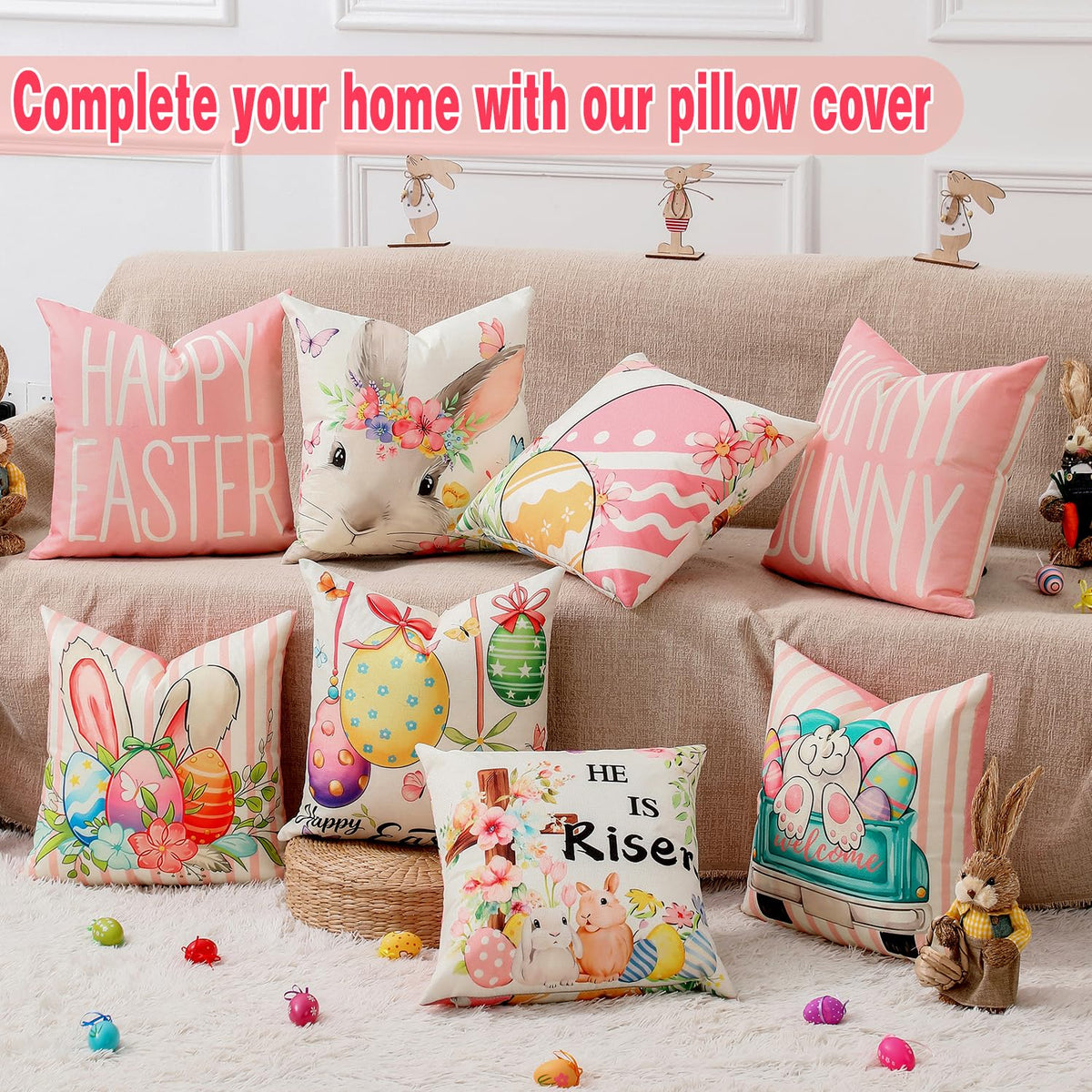 multiwins Christmas Pillow Covers 18x18 4Pcs Double-Sided Print Home Decor
