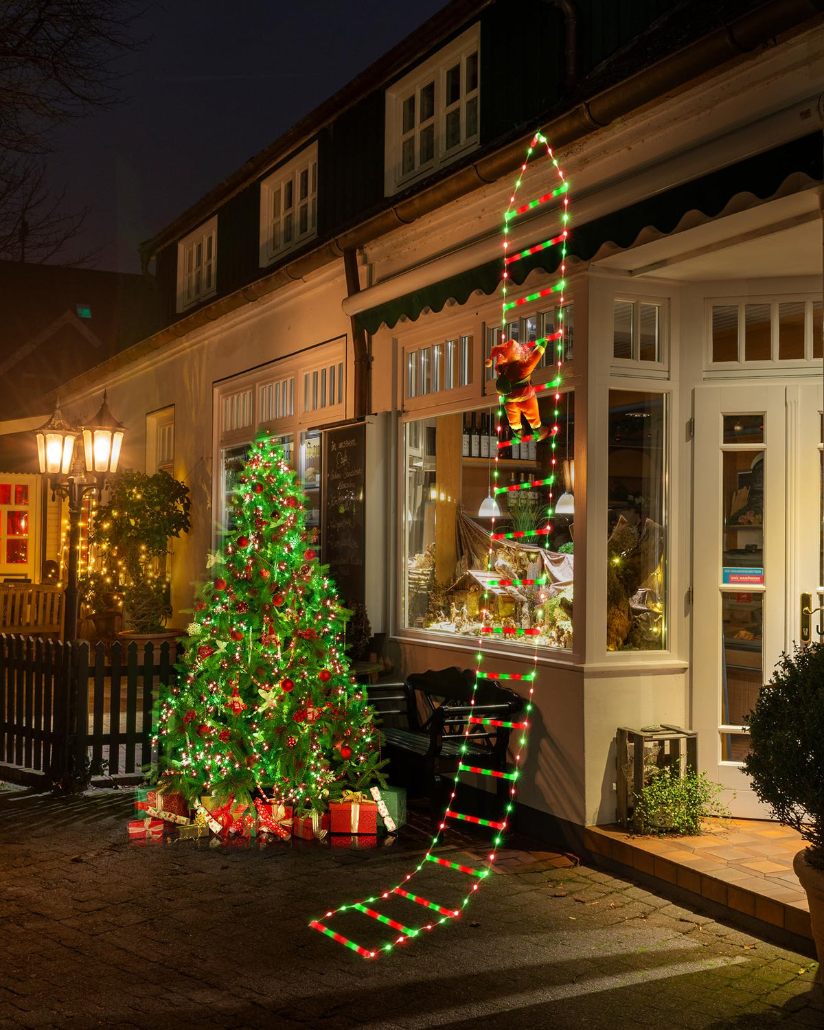 Toodour LED Christmas Lights - 10ft Christmas Decorative Ladder Lights with Santa Claus, Xmas Decorations Light for Indoor Outdoor, Window, Garden, Home, Wall, Xmas Tree Decor - Warm White