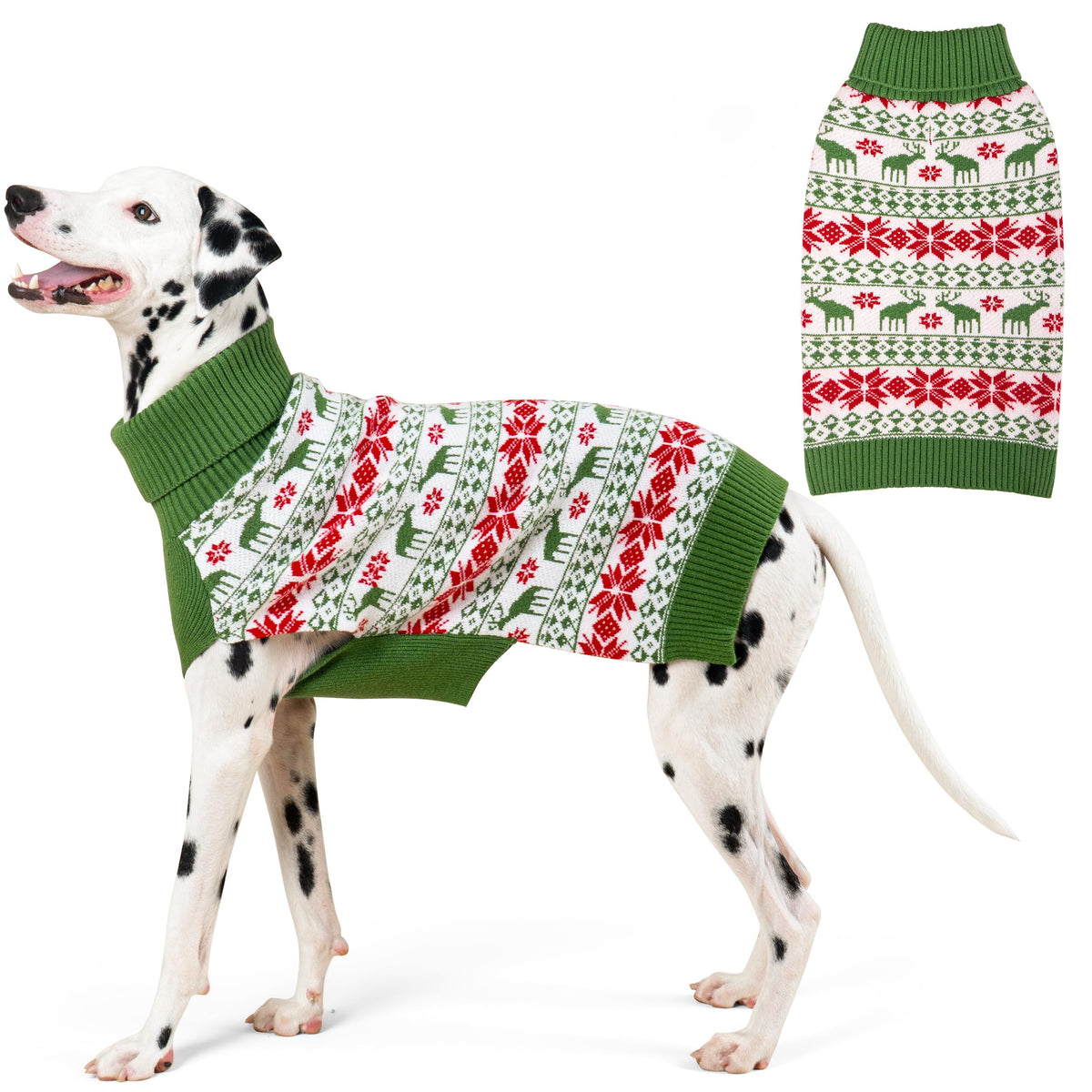 KYEESE Dog Christmas Sweater for Medium Large Dogs, Buffalo Plaid Reindeer