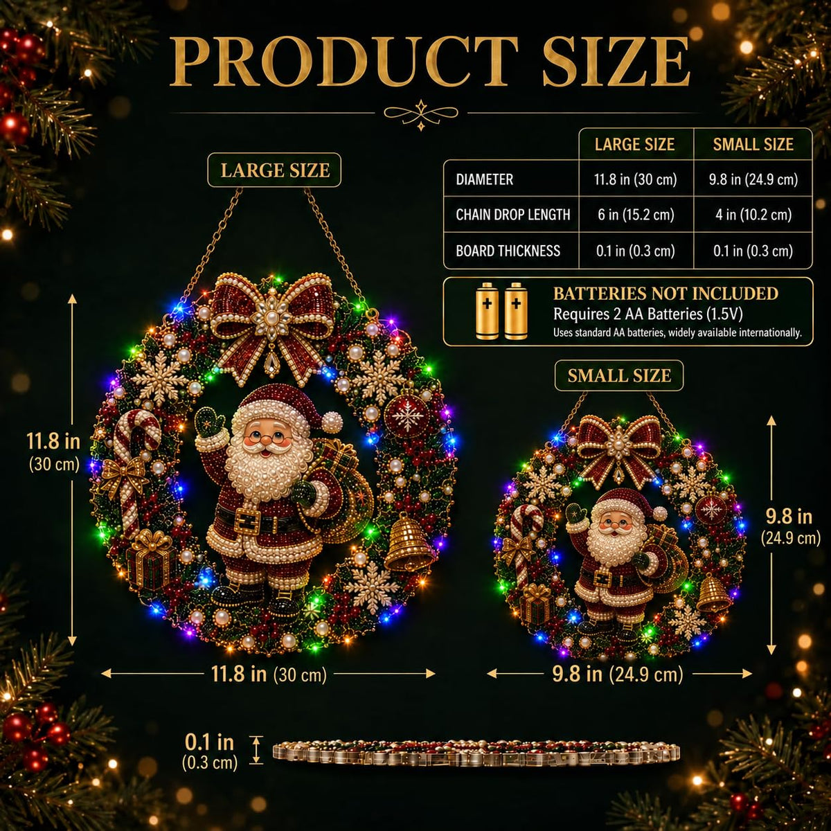 Christmas Pearl Diamond Painting Kit with LED String Lights (SNM 1, 9.84in)