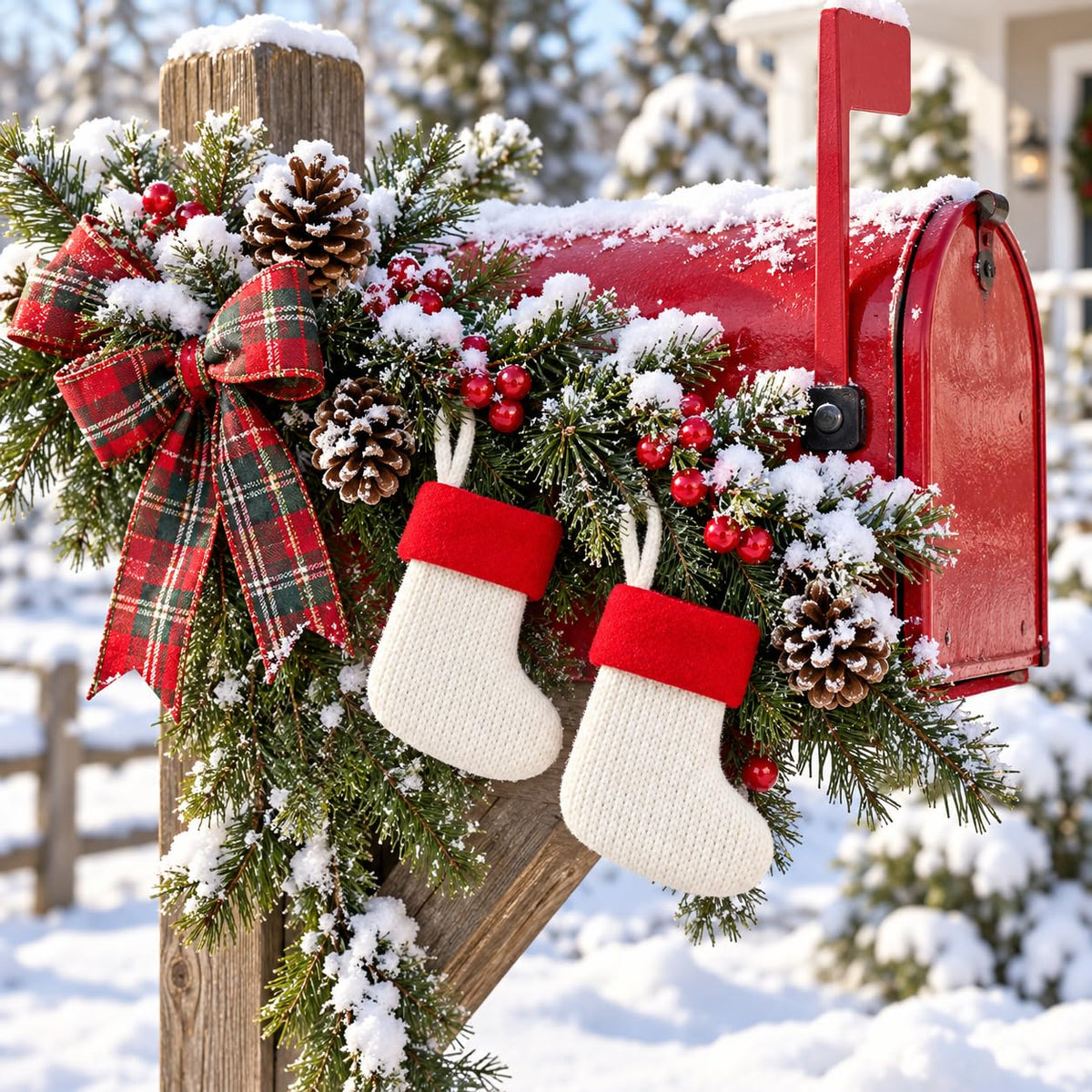 6 Pack Christmas Stockings18 Large Red Plush Christmas Stockings with White Faux Fur Cuff, Soft Thick Xmas Hanging Stockings for Fireplace Mantel, Family Holiday Decorations