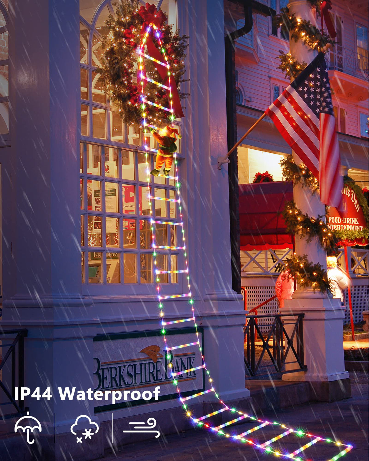 Toodour LED Christmas Lights - 10ft Christmas Decorative Ladder Lights with Santa Claus, Xmas Decorations Light for Indoor Outdoor, Window, Garden, Home, Wall, Xmas Tree Decor - Warm White