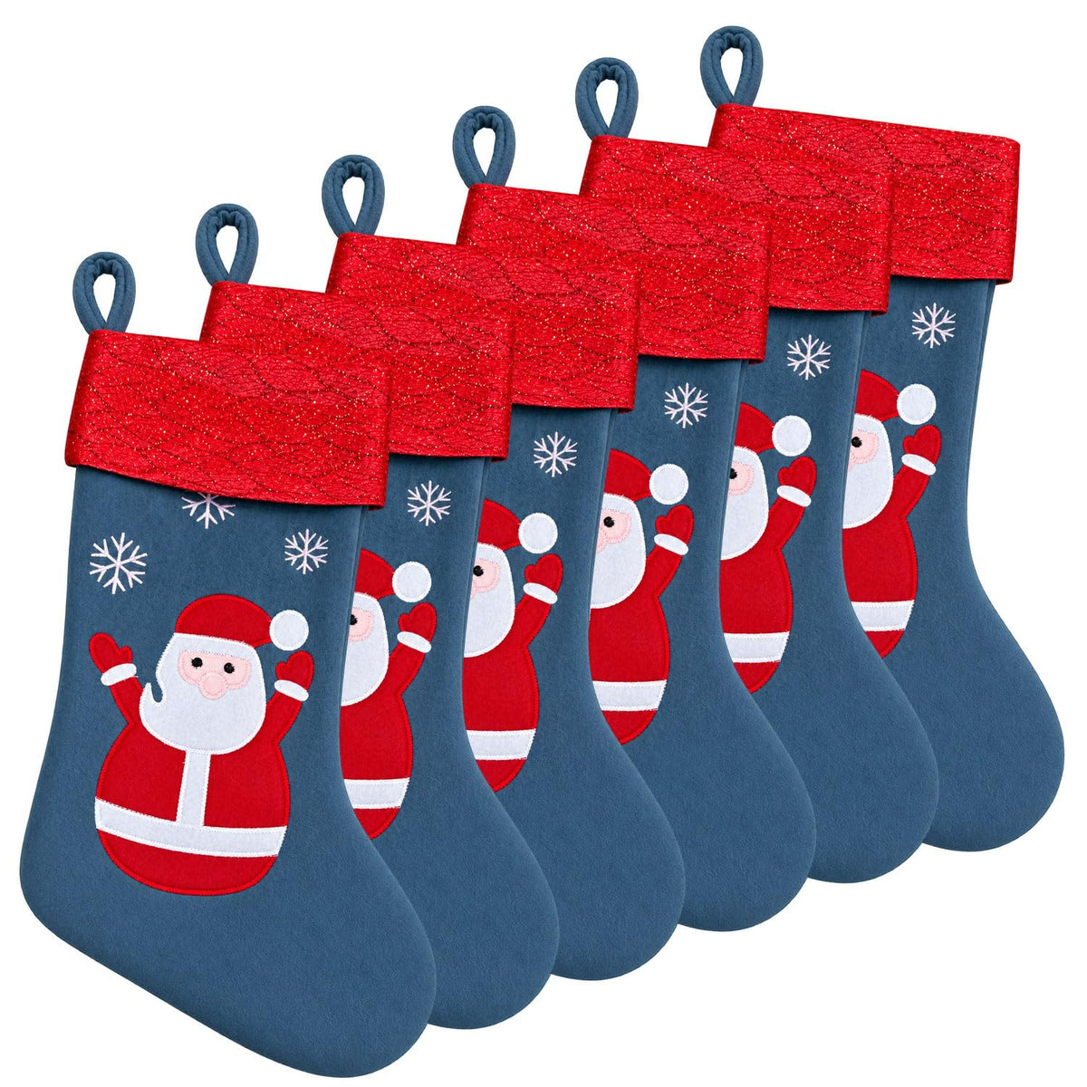 6 Pack Christmas Stockings18 Large Red Plush Christmas Stockings with White Faux Fur Cuff, Soft Thick Xmas Hanging Stockings for Fireplace Mantel, Family Holiday Decorations