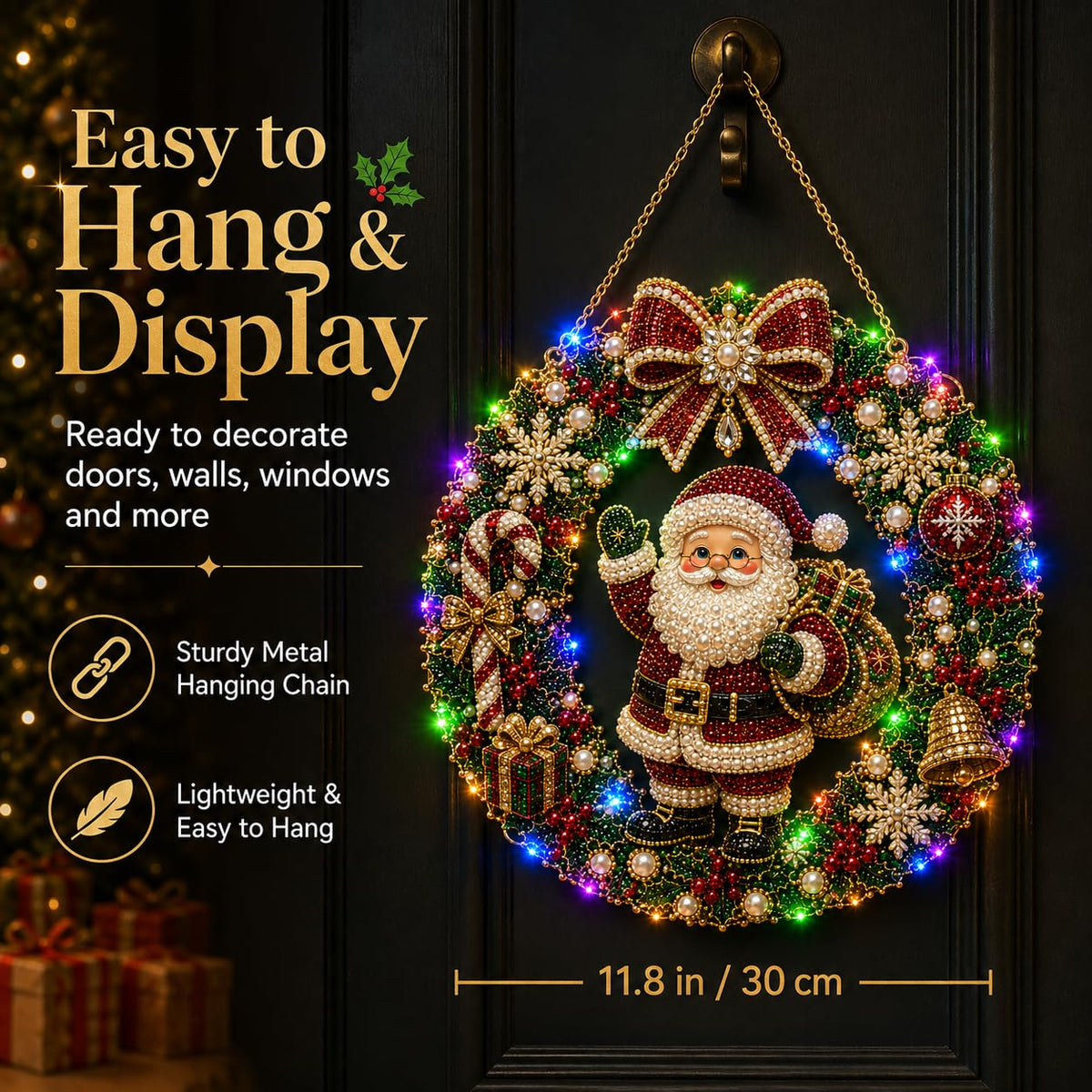 Christmas Pearl Diamond Painting Kit with LED String Lights (SNM 1, 9.84in)