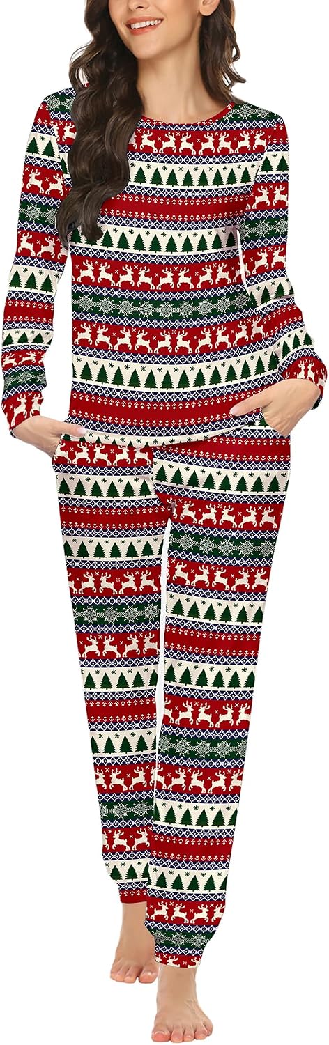 Ekouaer Womens Jogger Pajama Sets Long Sleeve Sleepwear Lounge Sets XS-XXL