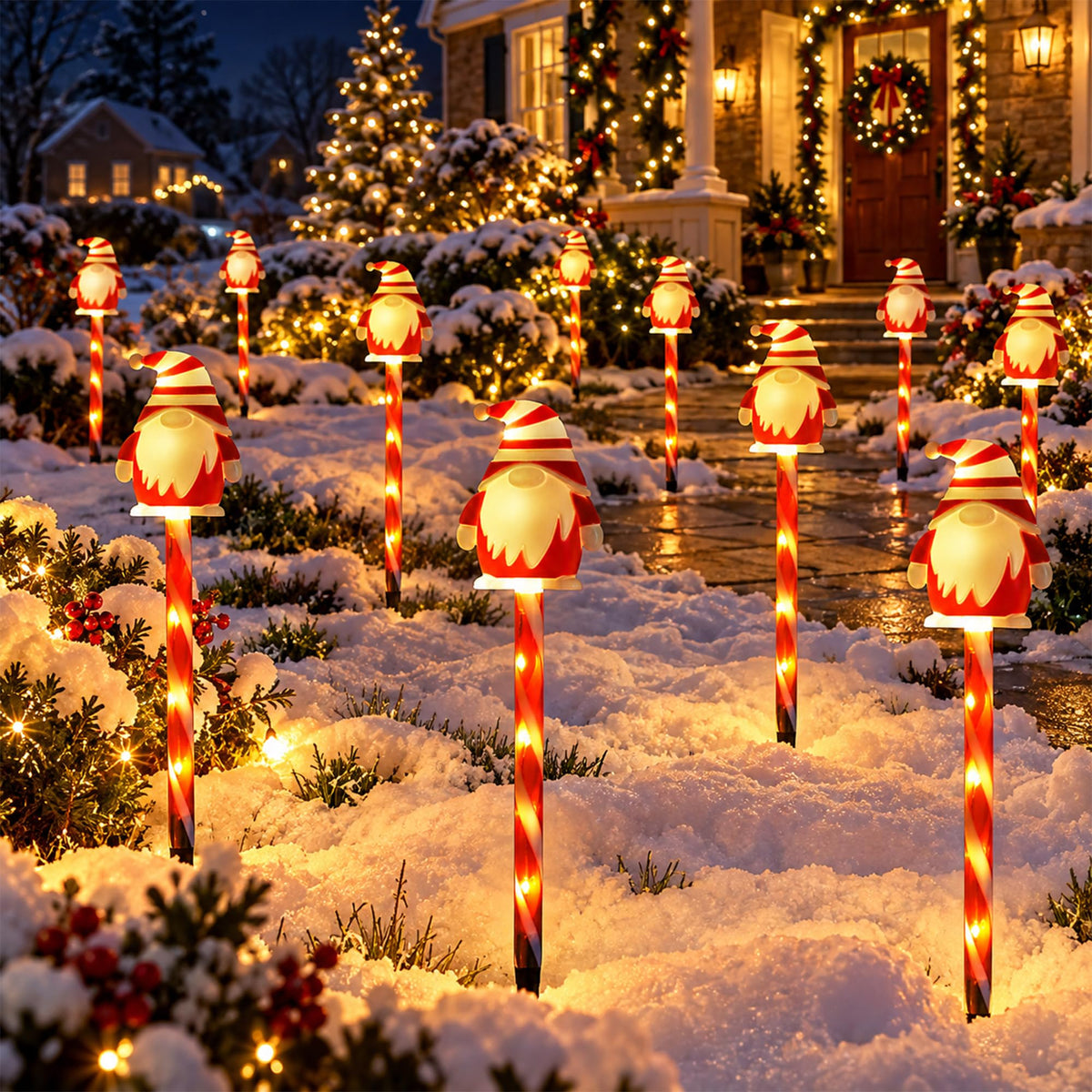 12 Pack 108 LEDs Candy Cane Pathway Lights w/ 8-Mode Lighting
