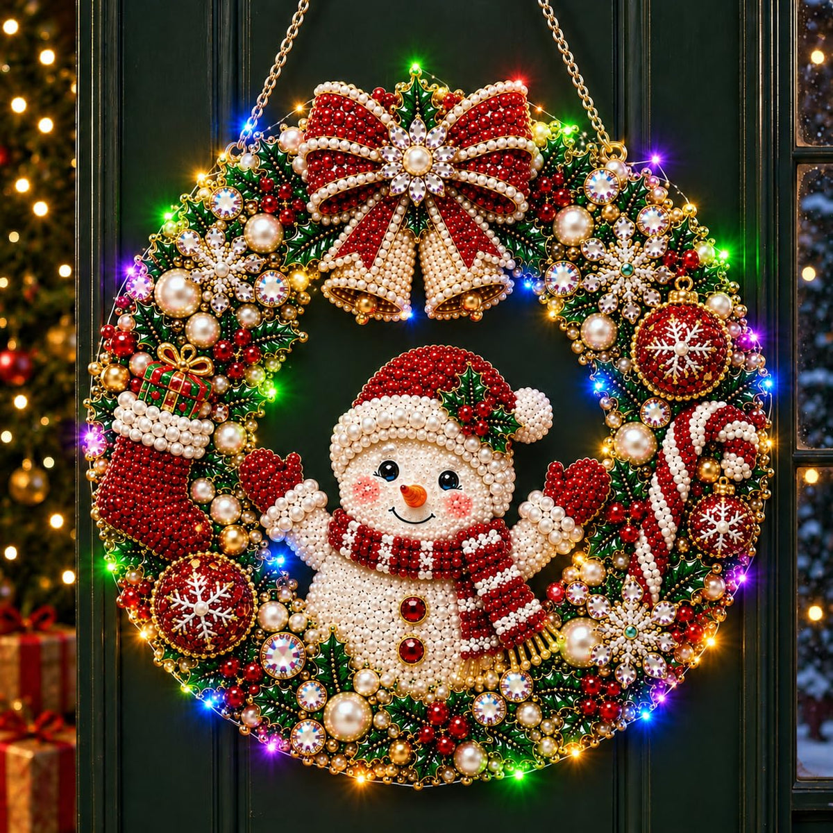 Christmas Pearl Diamond Painting Kit with LED String Lights (SNM 1, 9.84in)