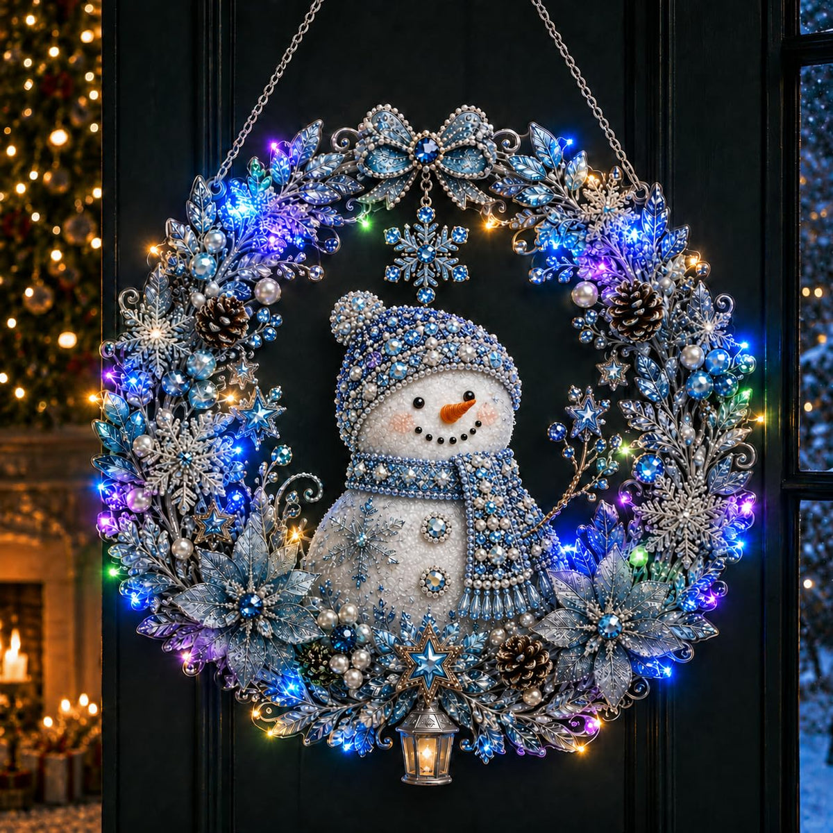 Christmas Pearl Diamond Painting Kit with LED String Lights (SNM 1, 9.84in)