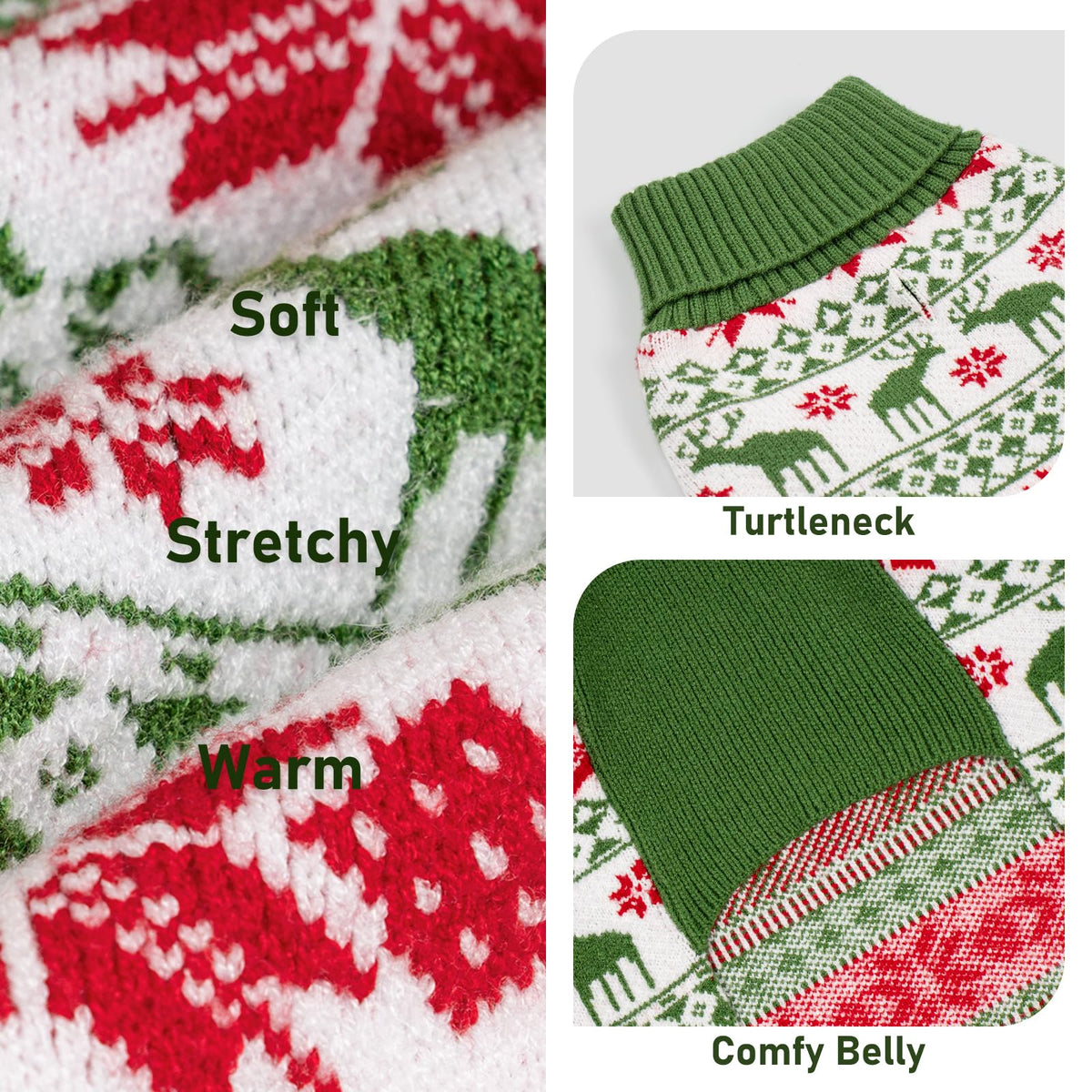 KYEESE Dog Christmas Sweater for Medium Large Dogs, Buffalo Plaid Reindeer
