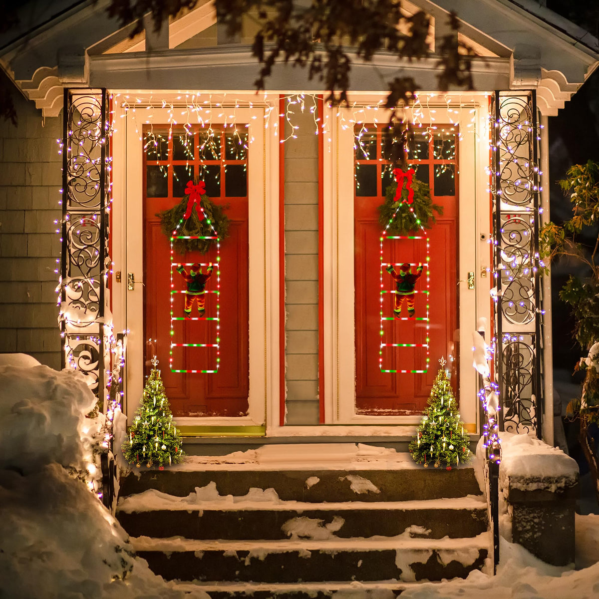 Toodour LED Christmas Lights - 10ft Christmas Decorative Ladder Lights with Santa Claus, Xmas Decorations Light for Indoor Outdoor, Window, Garden, Home, Wall, Xmas Tree Decor - Warm White