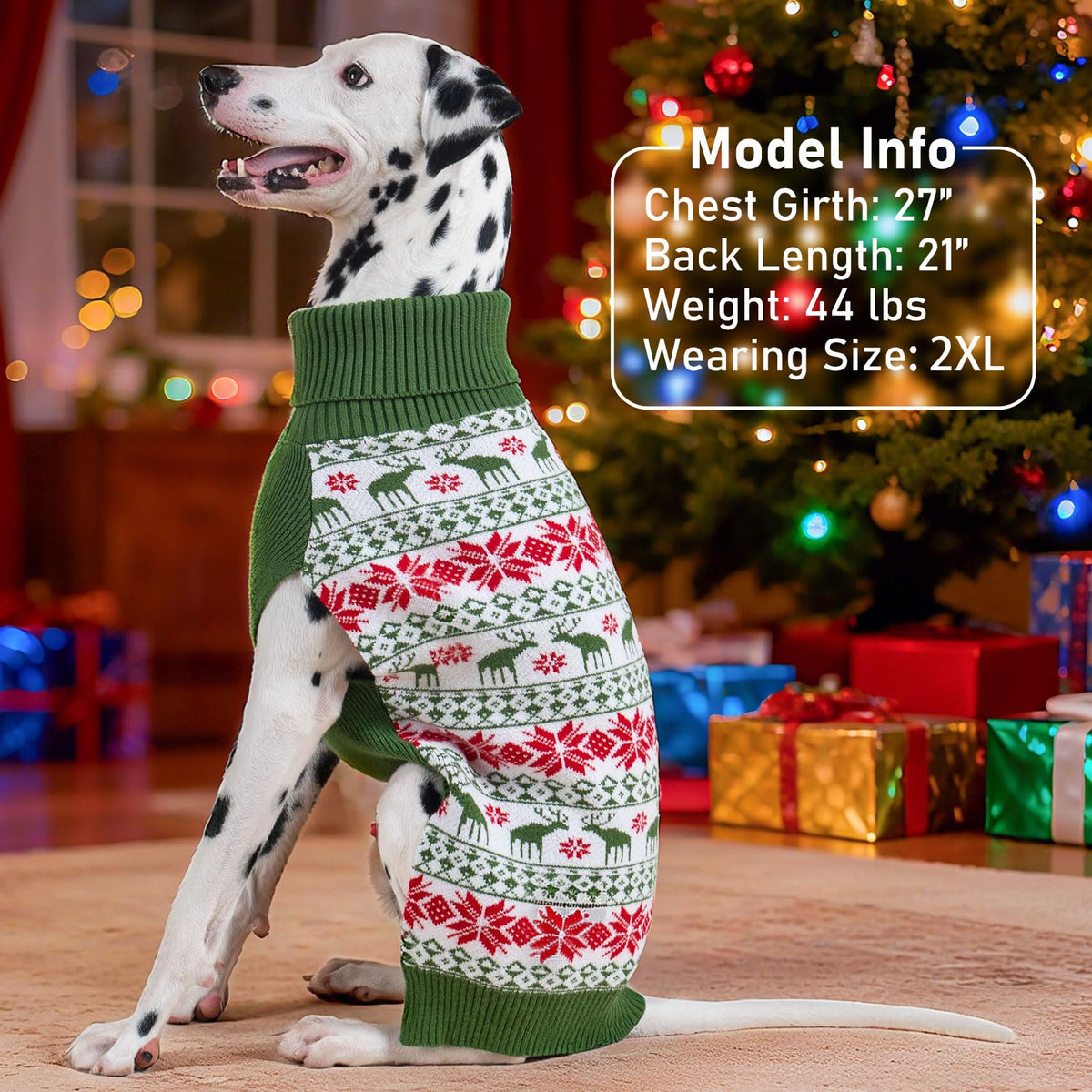 KYEESE Dog Christmas Sweater for Medium Large Dogs, Buffalo Plaid Reindeer