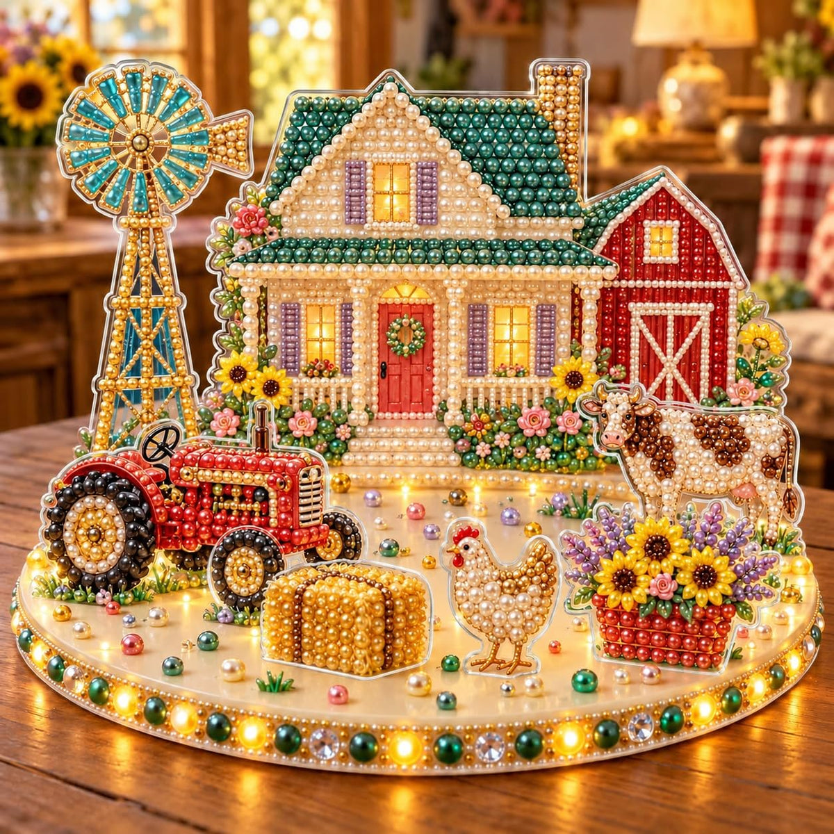 DIY Diamond Painting Christmas Ice Castle Light-Up Tabletop Decor for Adult