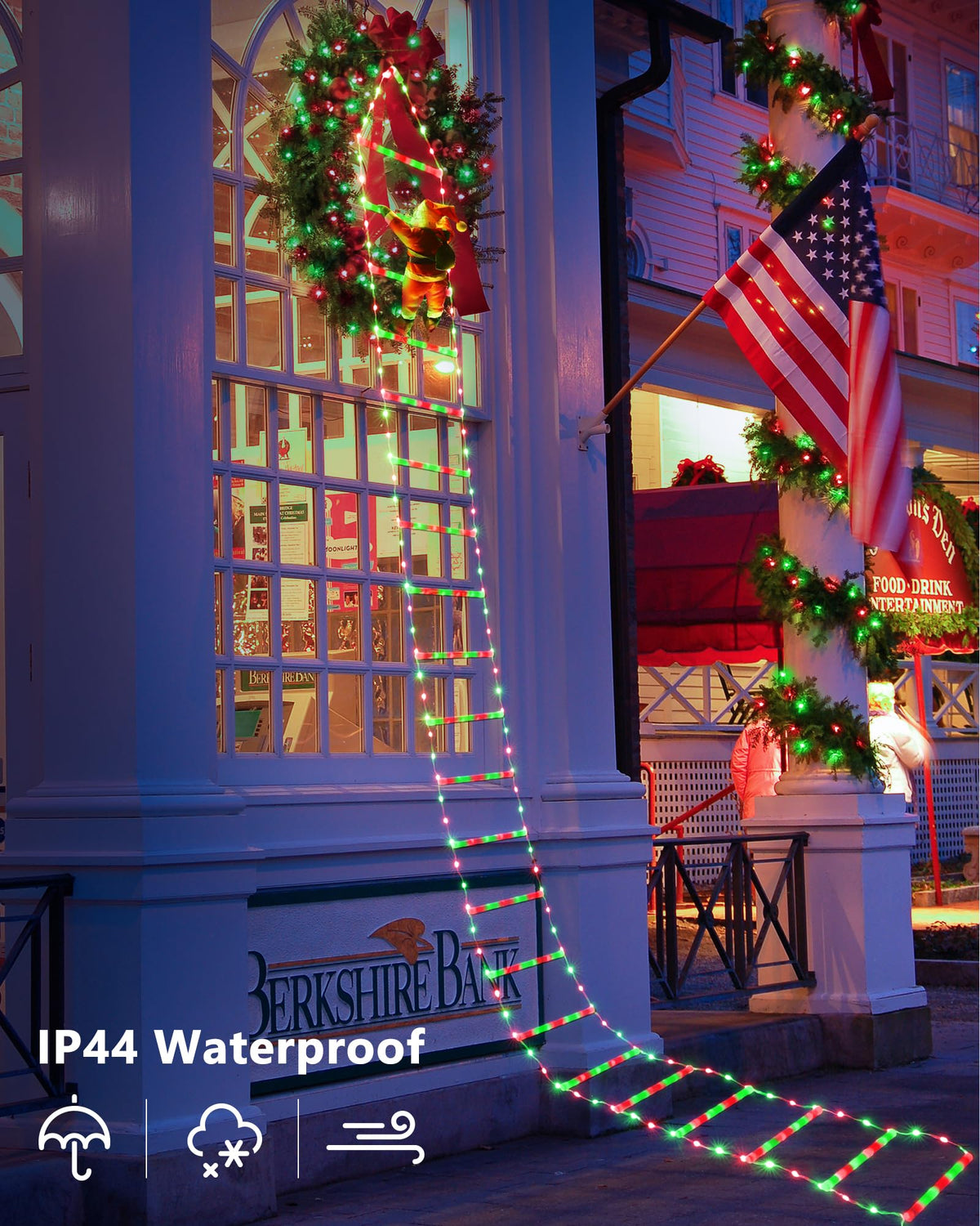 Toodour LED Christmas Lights - 10ft Christmas Decorative Ladder Lights with Santa Claus, Xmas Decorations Light for Indoor Outdoor, Window, Garden, Home, Wall, Xmas Tree Decor - Warm White