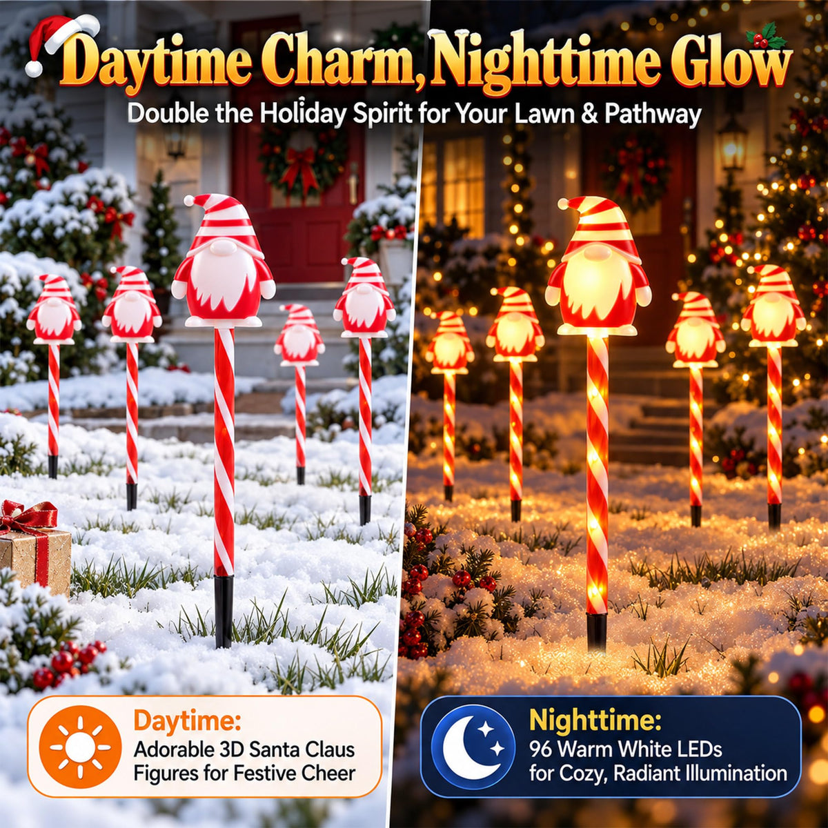 12 Pack 108 LEDs Candy Cane Pathway Lights w/ 8-Mode Lighting