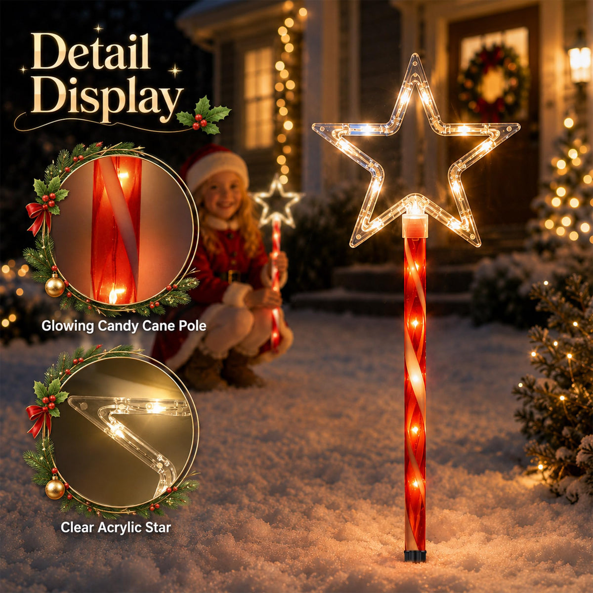 12 Pack 108 LEDs Candy Cane Pathway Lights w/ 8-Mode Lighting