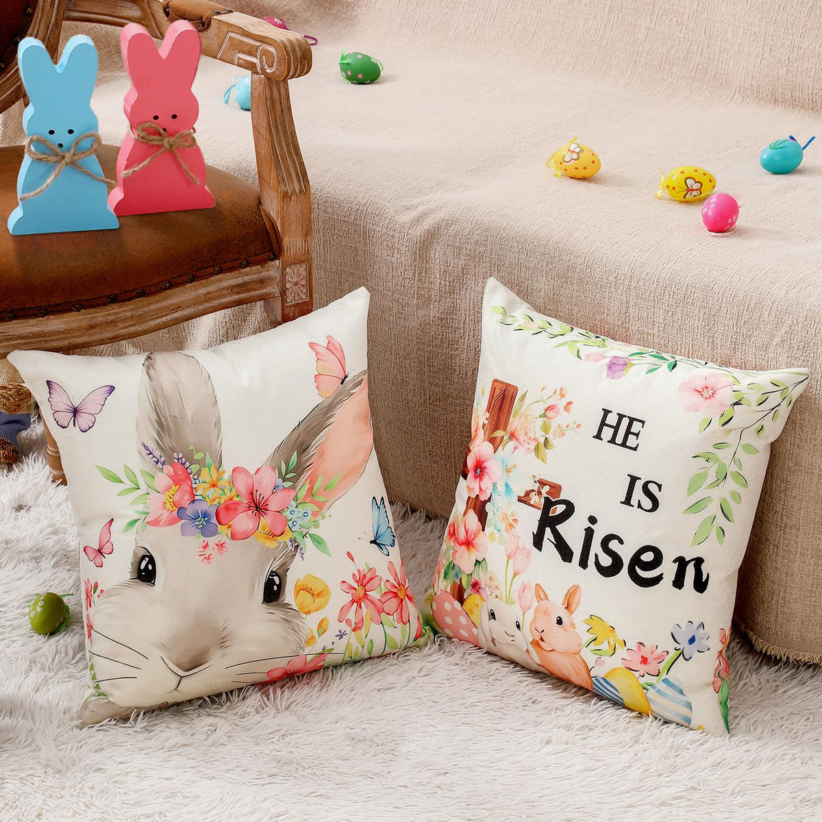 multiwins Christmas Pillow Covers 18x18 4Pcs Double-Sided Print Home Decor