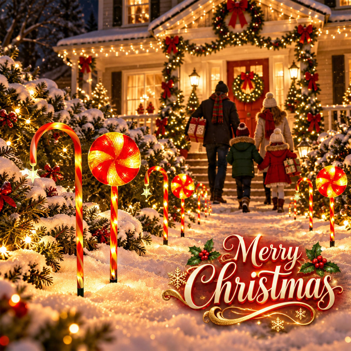 12 Pack 108 LEDs Candy Cane Pathway Lights w/ 8-Mode Lighting