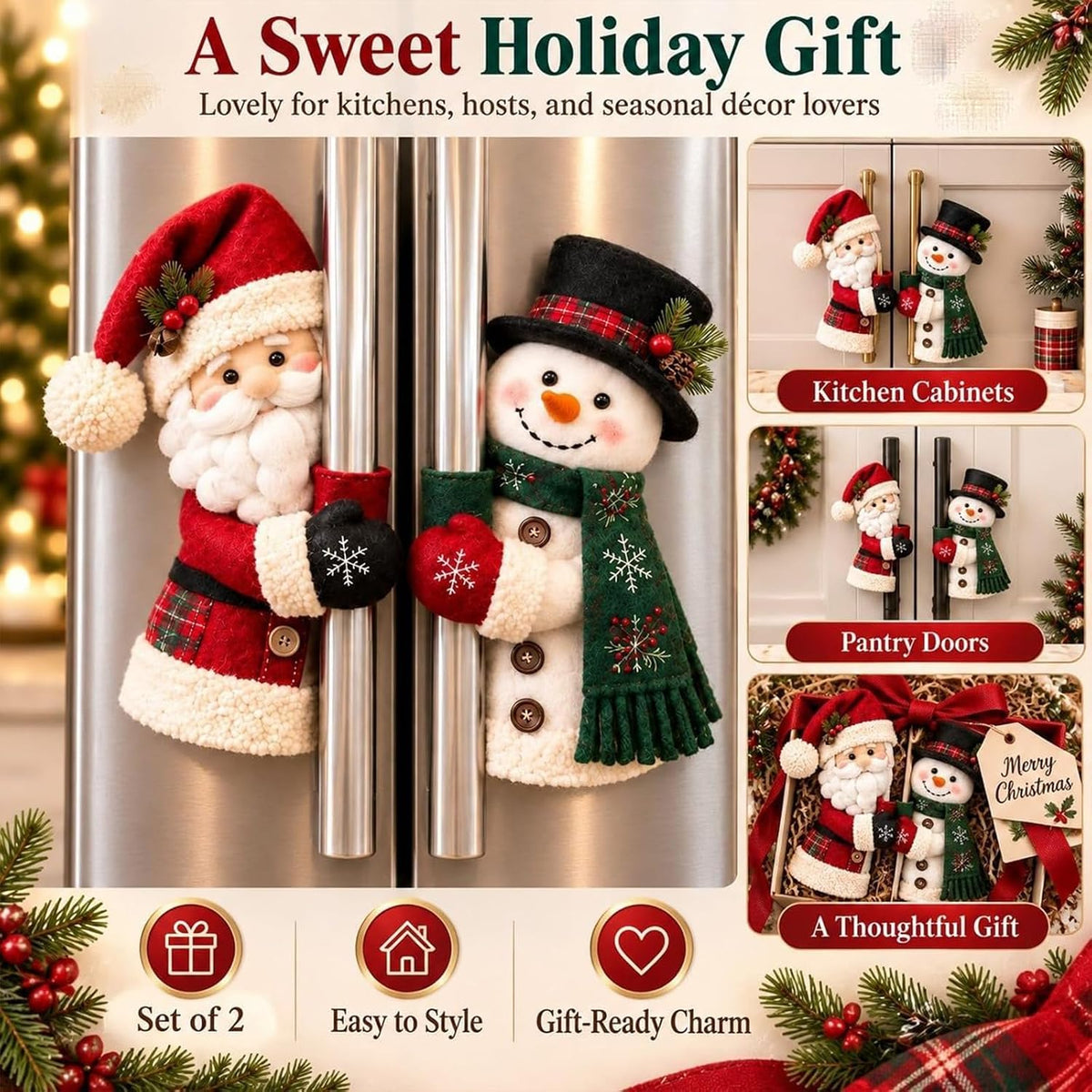 Christmas Santa & Snowman Handle Huggers – Set of 2, Handle Covers (All)