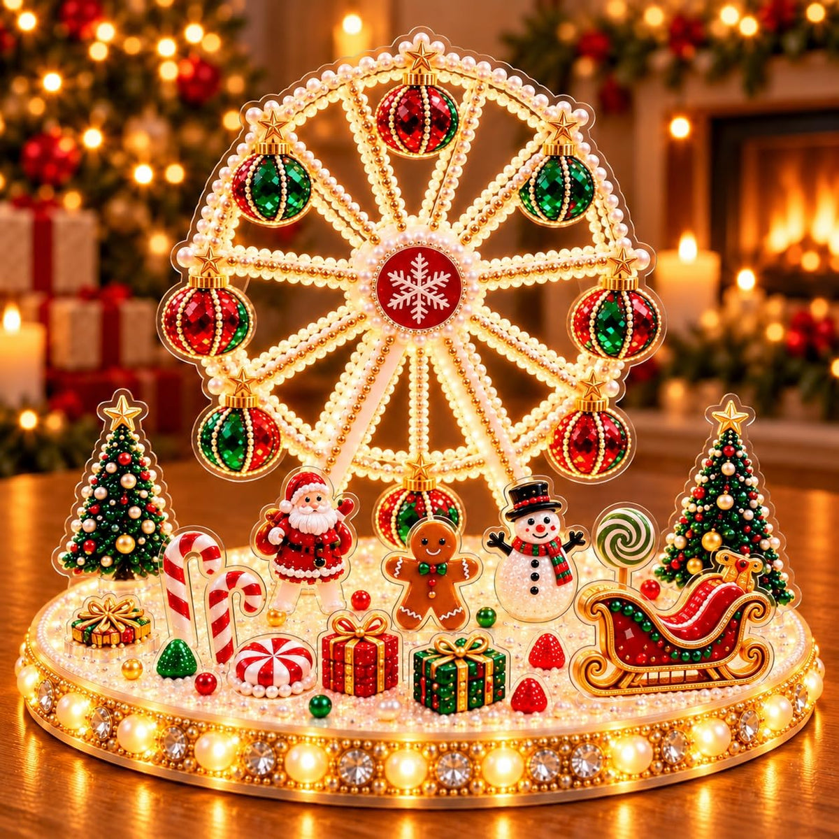DIY Diamond Painting Christmas Ice Castle Light-Up Tabletop Decor for Adult