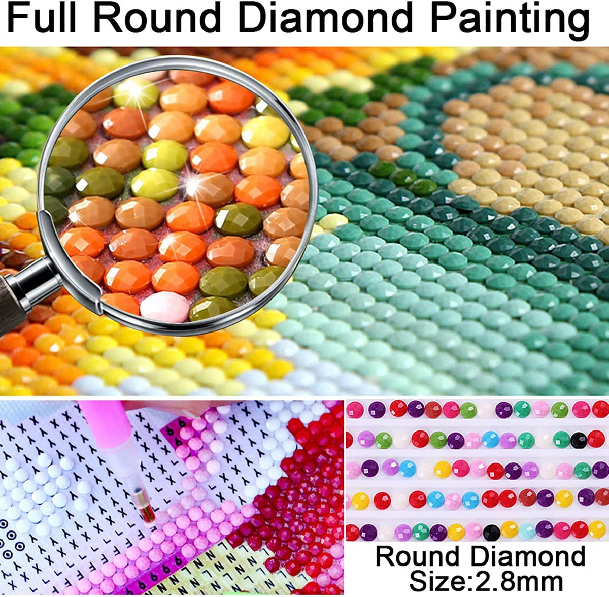 MjhRcll Christmas Diamond Art Kits for Adults,5D Diamond Painting Kits Full Round Drill,Diamond Dots Mosaic Kits for Home Decor 14X14 Inch