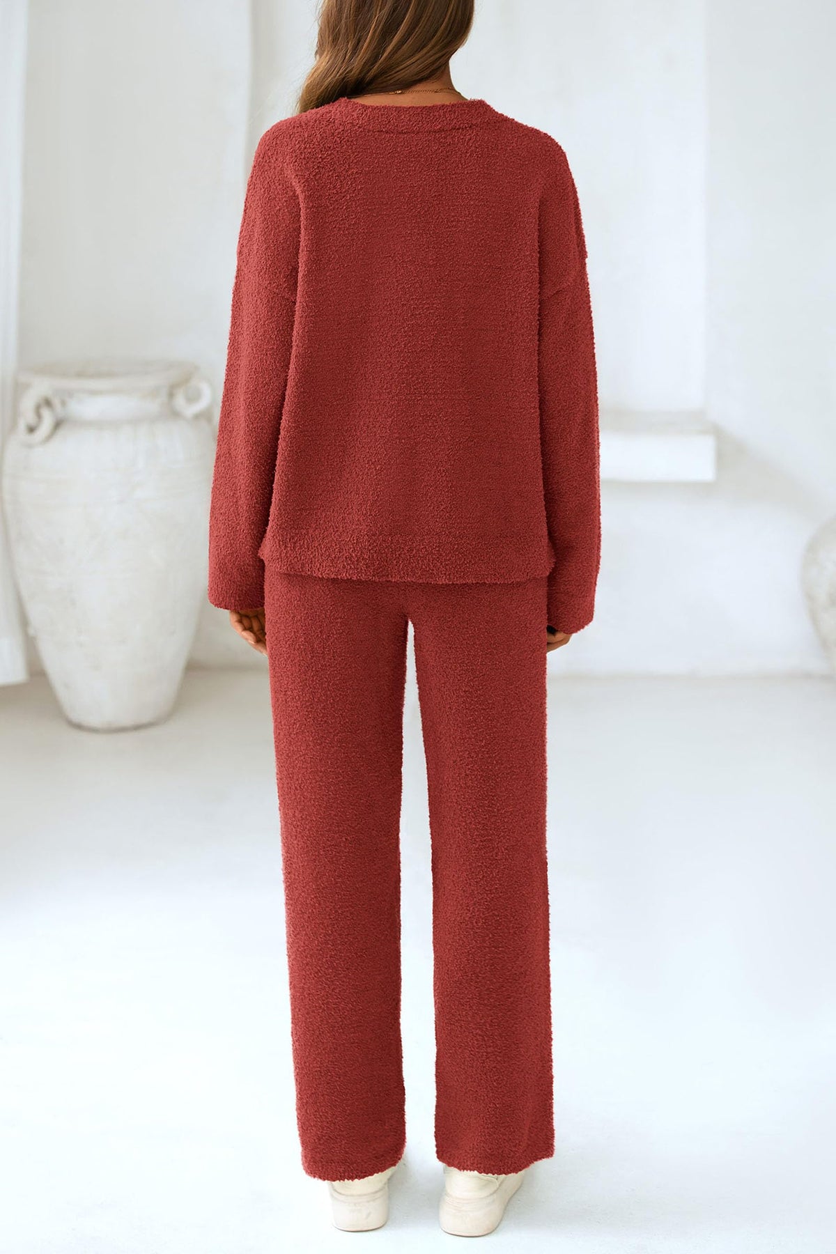 PRETTYGARDEN Lounge Sets for Women Fall 2 Piece Fuzzy Sweater Pajama Set