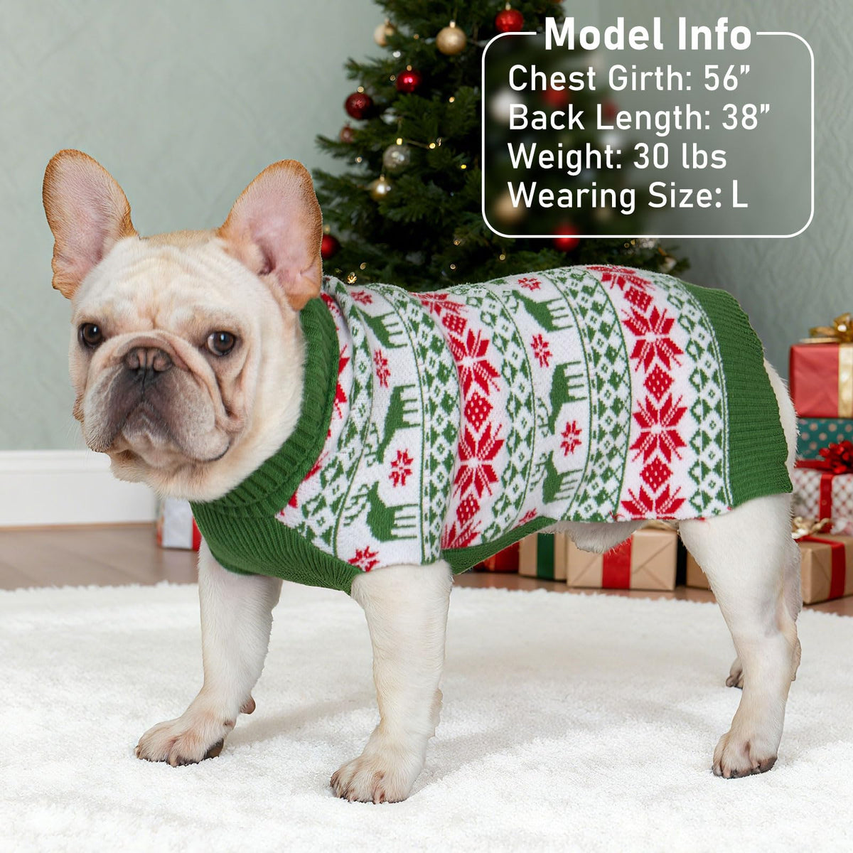 KYEESE Dog Christmas Sweater for Medium Large Dogs, Buffalo Plaid Reindeer