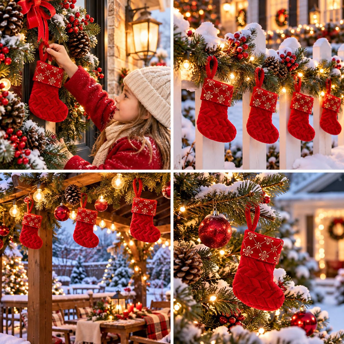 6 Pack Christmas Stockings18 Large Red Plush Christmas Stockings with White Faux Fur Cuff, Soft Thick Xmas Hanging Stockings for Fireplace Mantel, Family Holiday Decorations