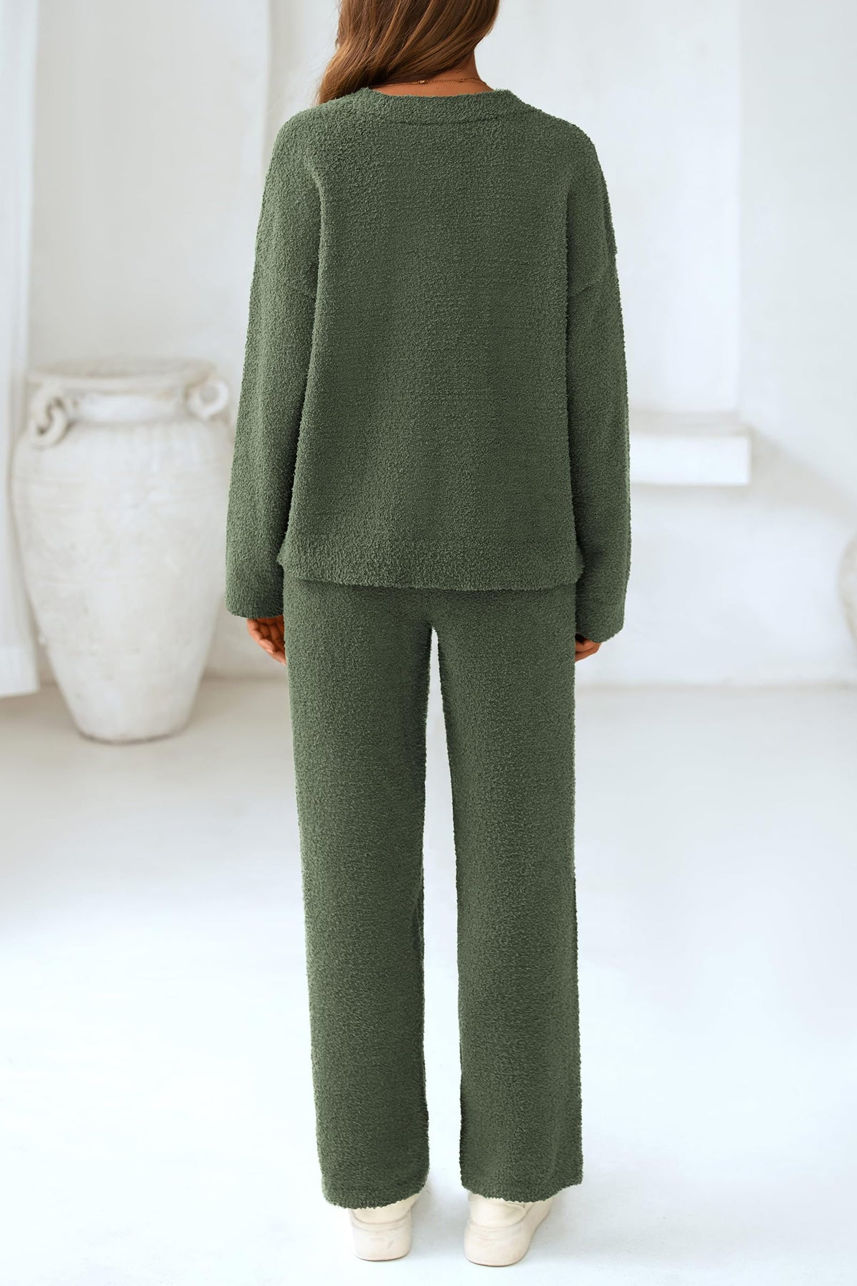 PRETTYGARDEN Lounge Sets for Women Fall 2 Piece Fuzzy Sweater Pajama Set