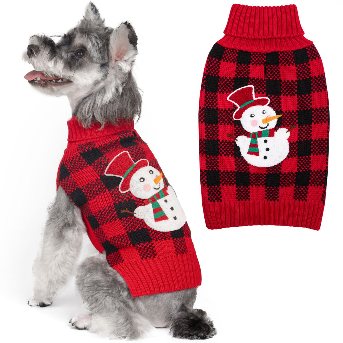KYEESE Dog Christmas Sweater for Medium Large Dogs, Buffalo Plaid Reindeer