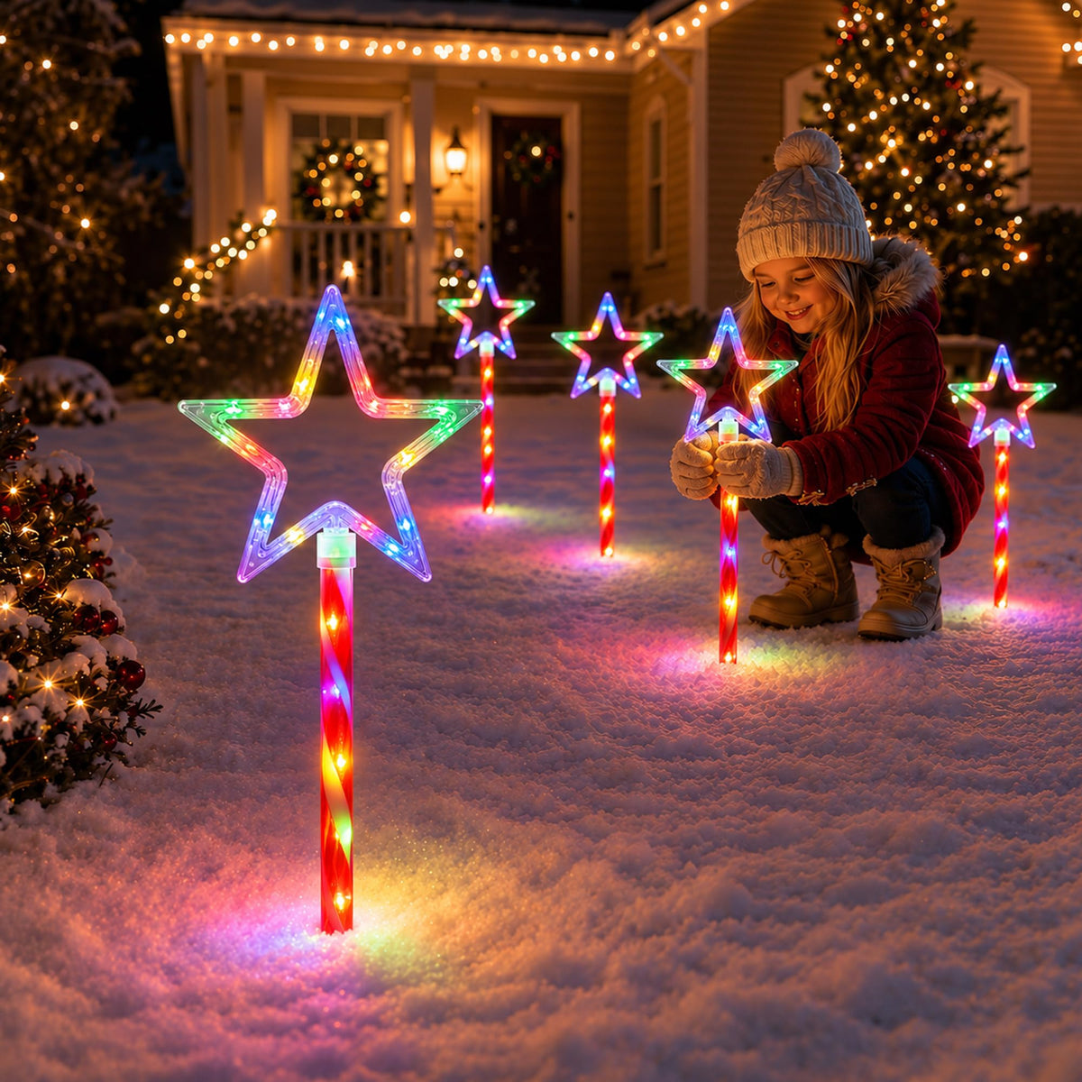12 Pack 108 LEDs Candy Cane Pathway Lights w/ 8-Mode Lighting