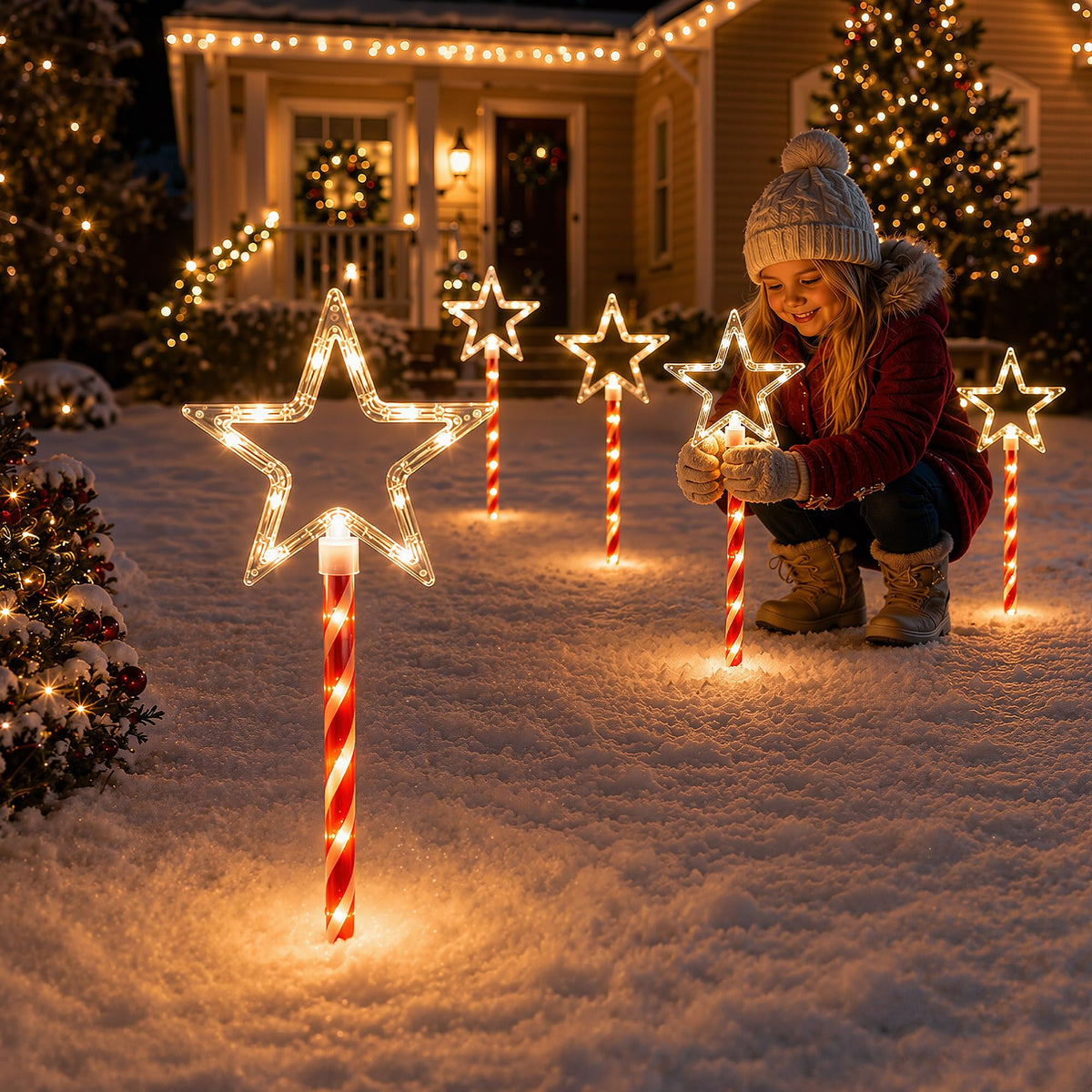 12 Pack 108 LEDs Candy Cane Pathway Lights w/ 8-Mode Lighting