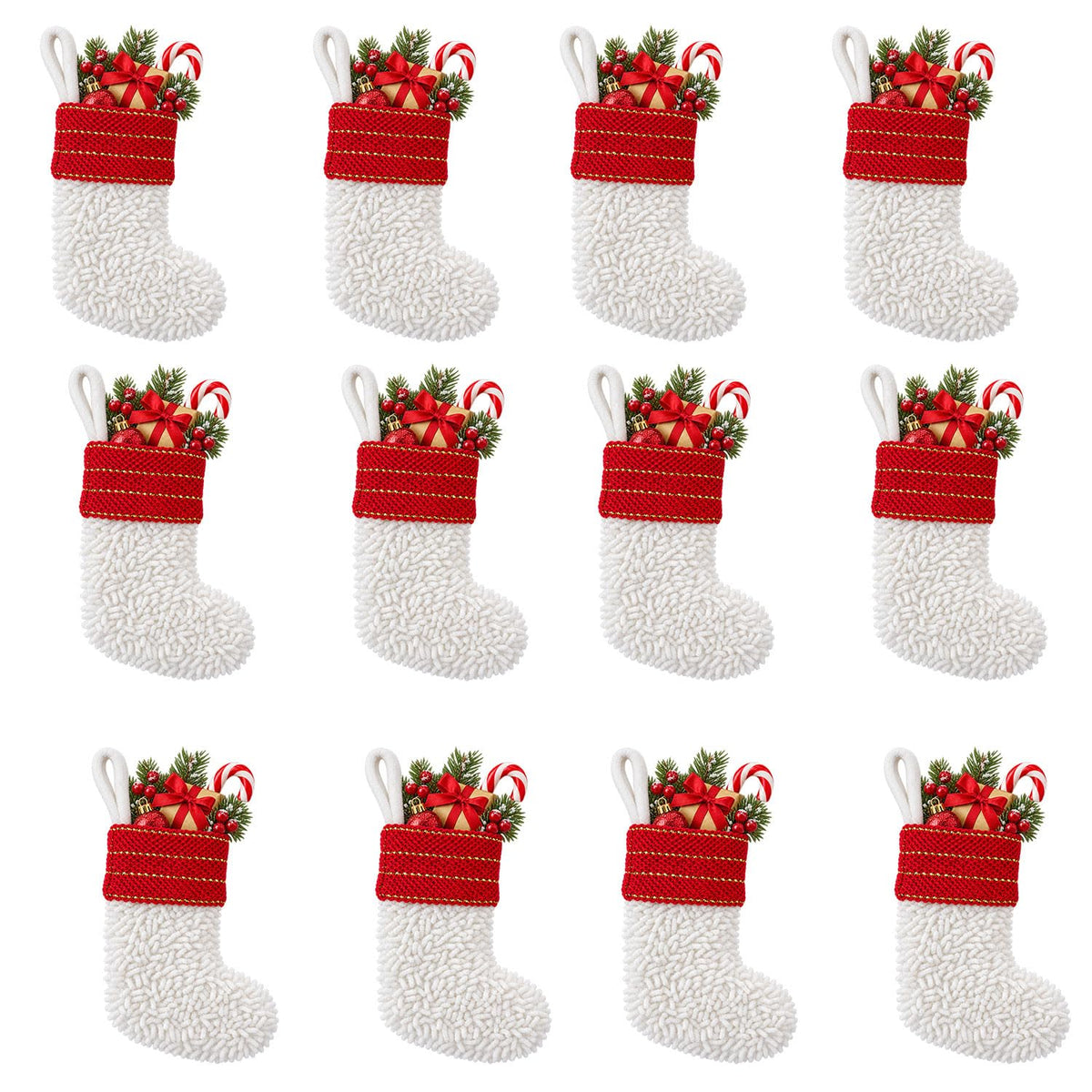 6 Pack Christmas Stockings18 Large Red Plush Christmas Stockings with White Faux Fur Cuff, Soft Thick Xmas Hanging Stockings for Fireplace Mantel, Family Holiday Decorations