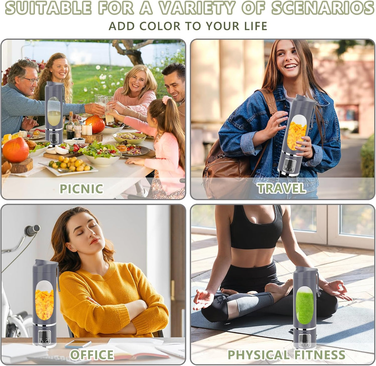 EASYSPEED Portable Blender Electric USB-C, 500ML Personal Juicer for Shakes, 12 Blades, 1500mAh Rechargeable, BPA Free, 18oz Small Blender with Leakproof Lid & Sip Spout, Mixing, Compact