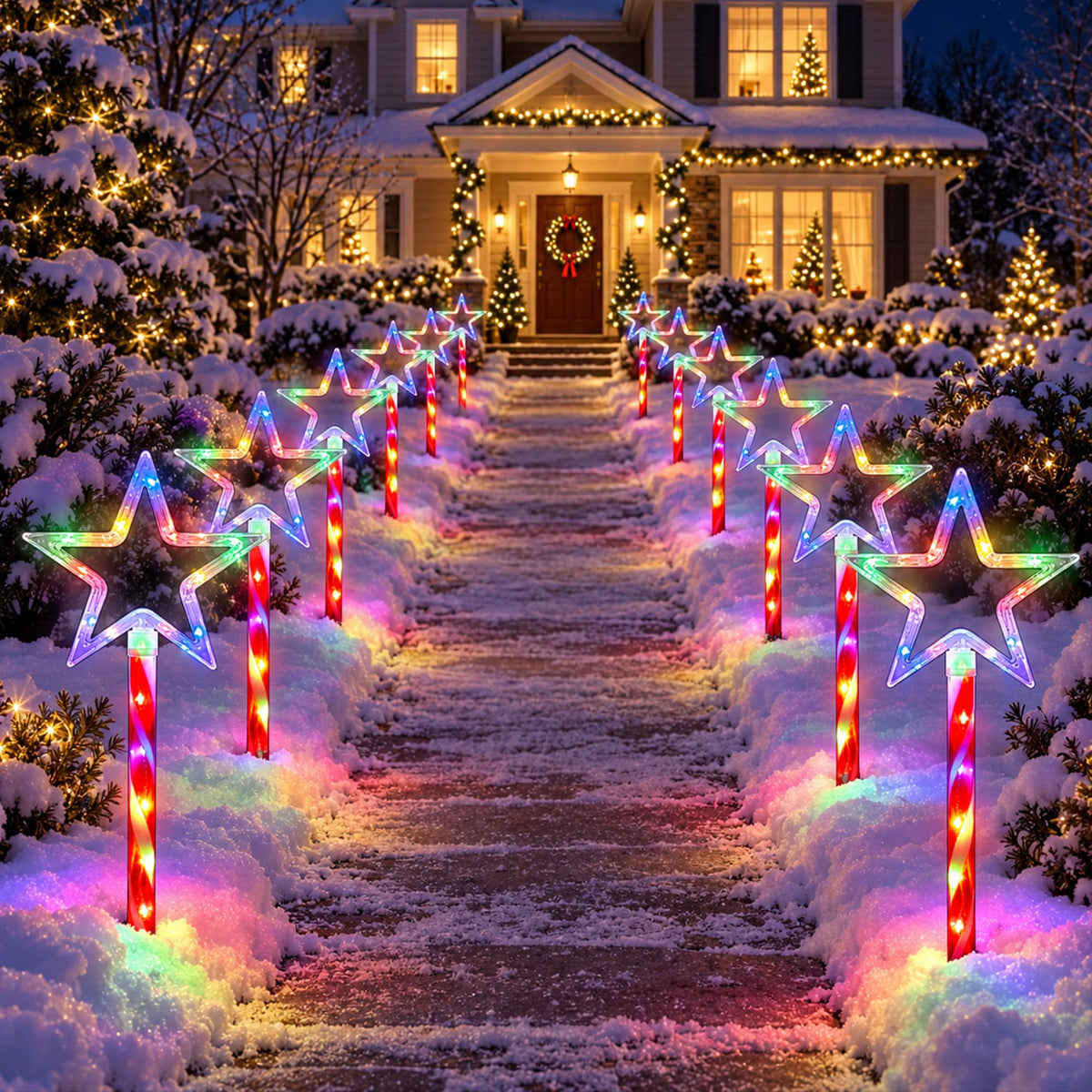 12 Pack 108 LEDs Candy Cane Pathway Lights w/ 8-Mode Lighting