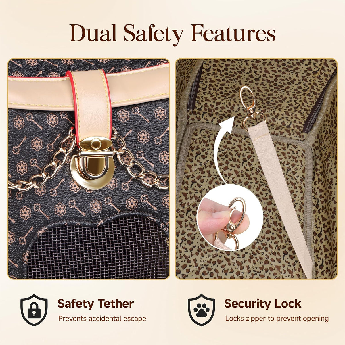 Adriene's Choice Luxury Pet Carrier, Puppy Small Dog Carrier, Cat Carrier Bag, Waterproof Premium PU Leather Carrying Handbag for Outdoor Travel Walking Hiking Shopping