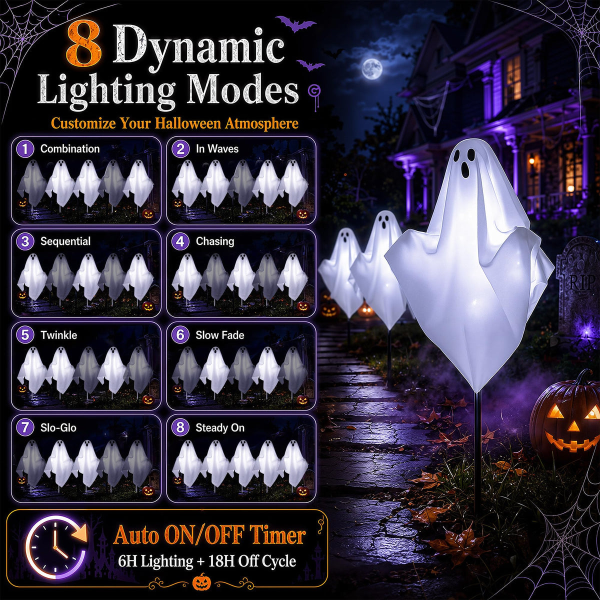 12 Pack 108 LEDs Candy Cane Pathway Lights w/ 8-Mode Lighting