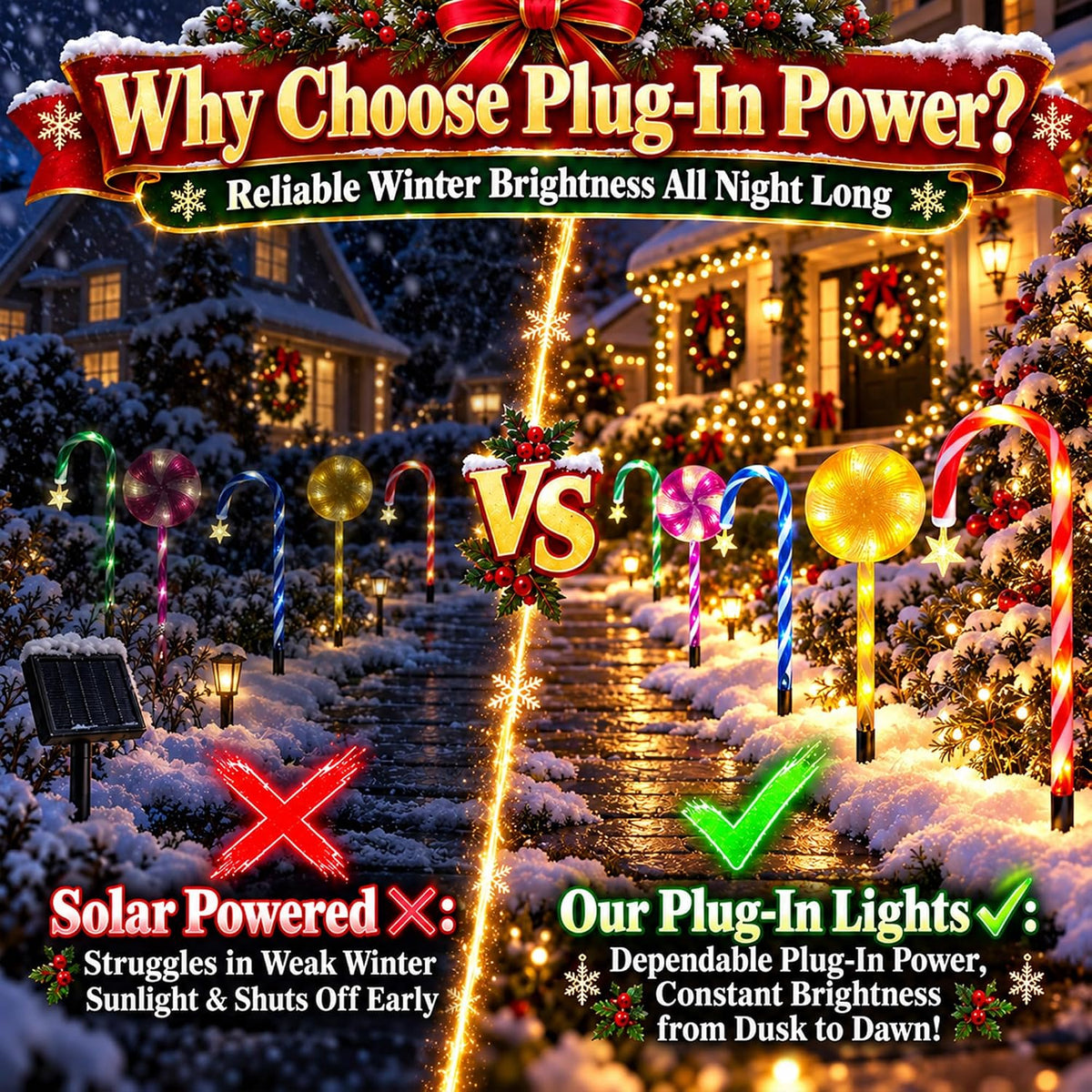 12 Pack 108 LEDs Candy Cane Pathway Lights w/ 8-Mode Lighting